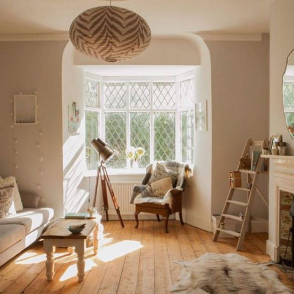 Large 80cm Cream & Black Zebra Cotton Pendant Lampshade