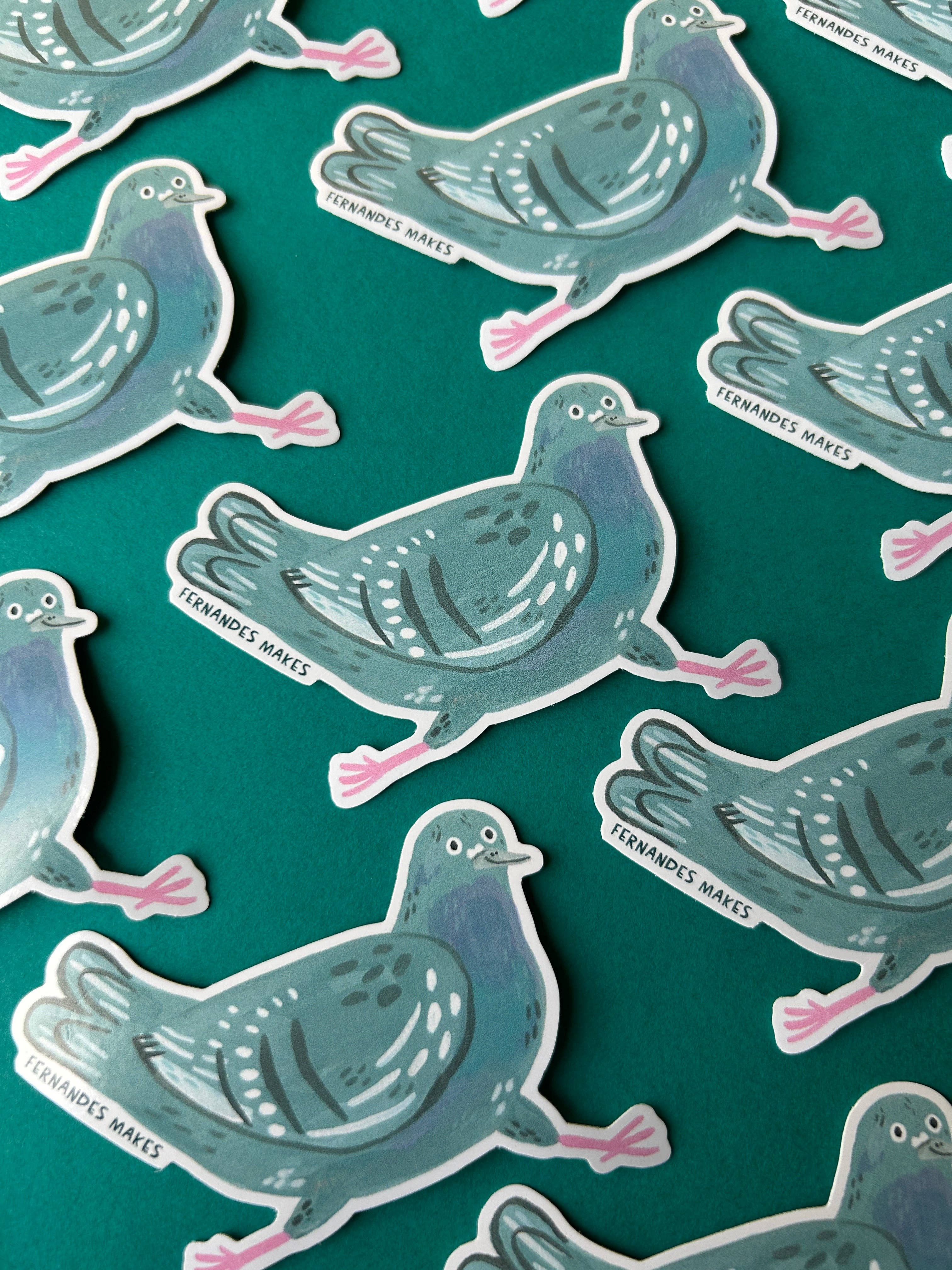 Glitter Tobias Pigeon Vinyl Sticker