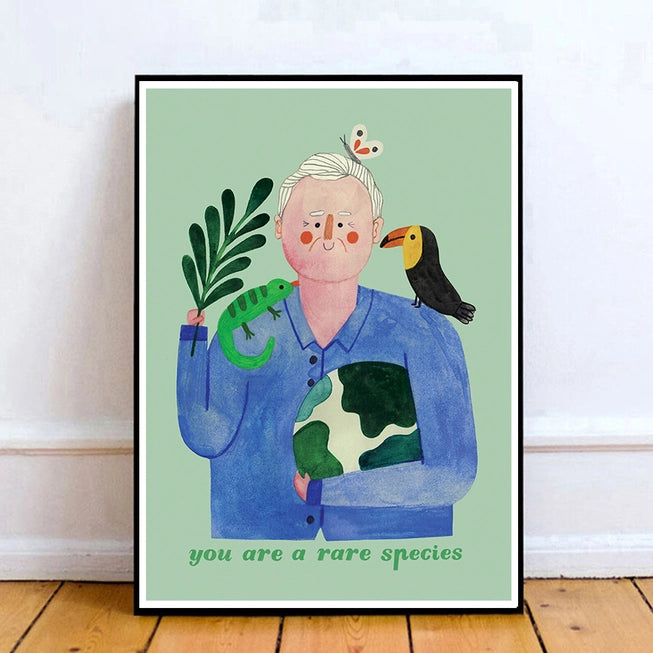 Rare Species Sir David Attenborough Art Print