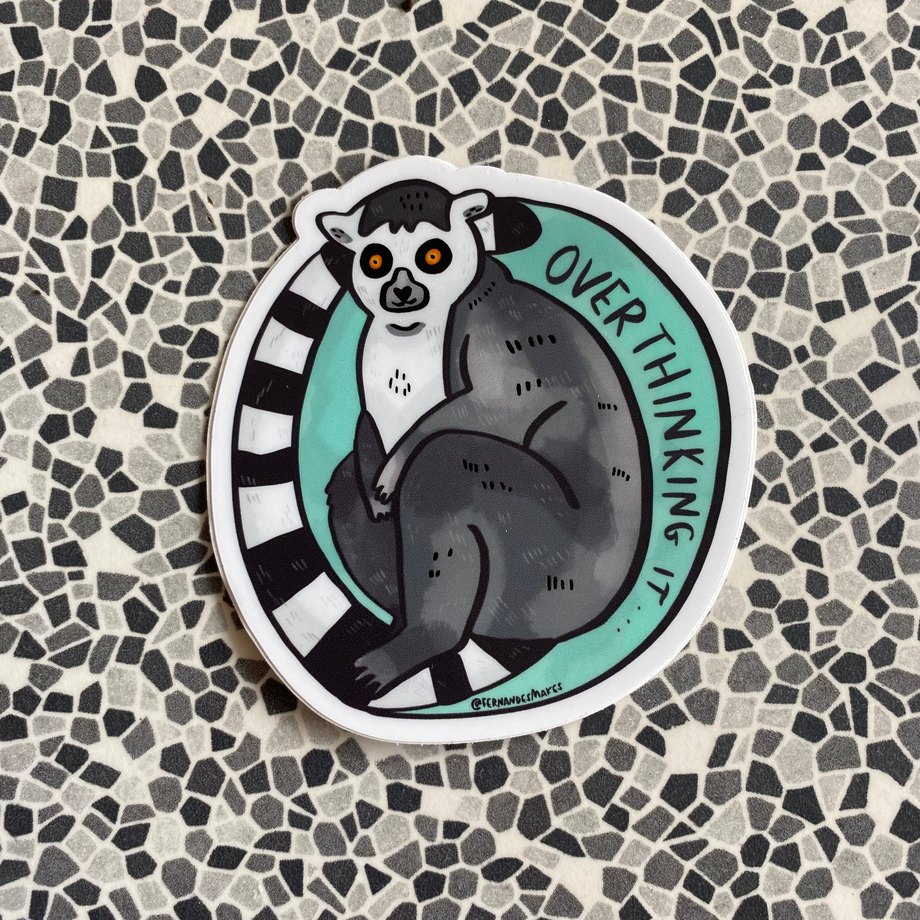 Overthinking it... Lemur Vinyl Sticker