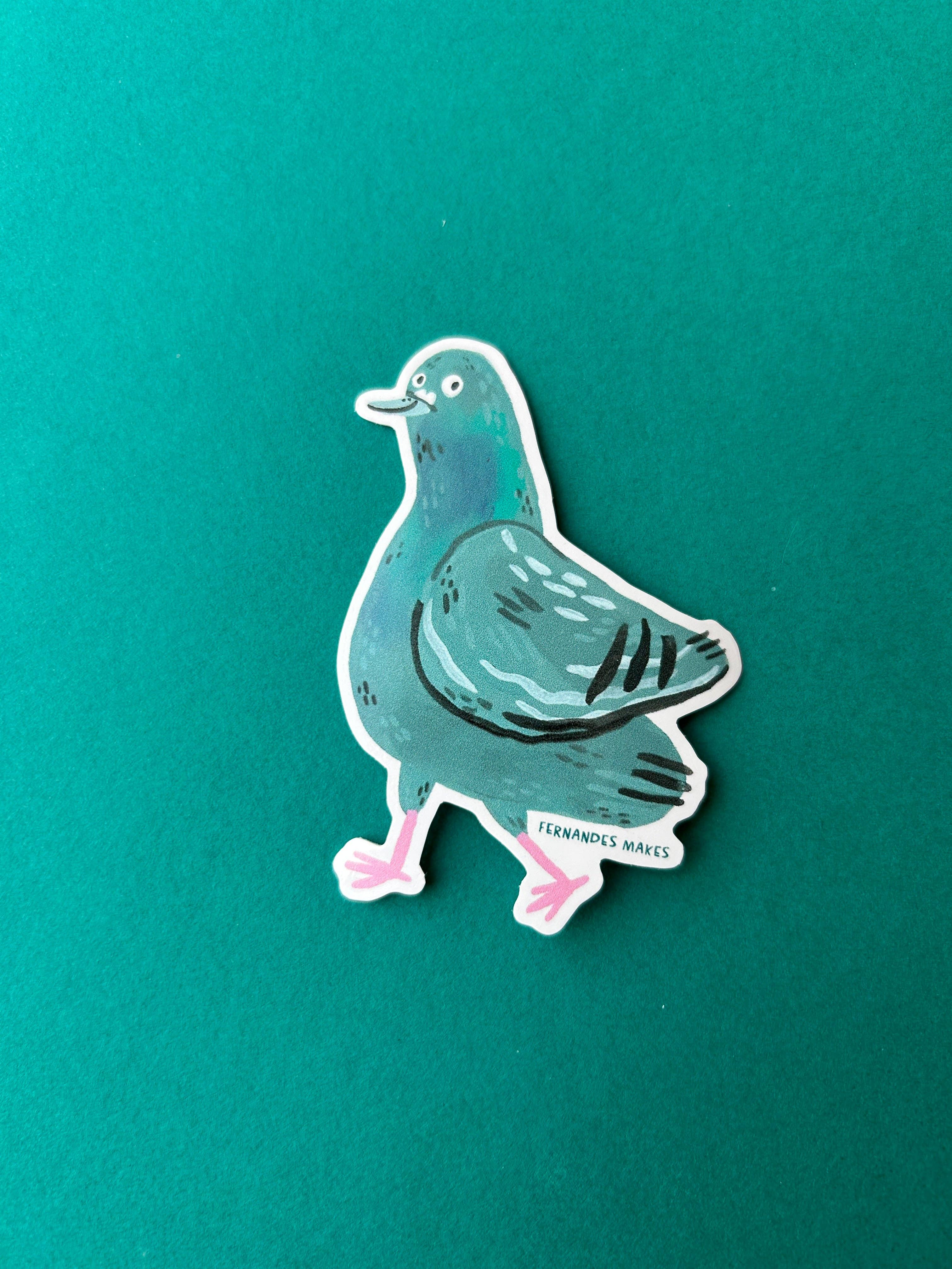 Glitter Tobias Pigeon Vinyl Sticker