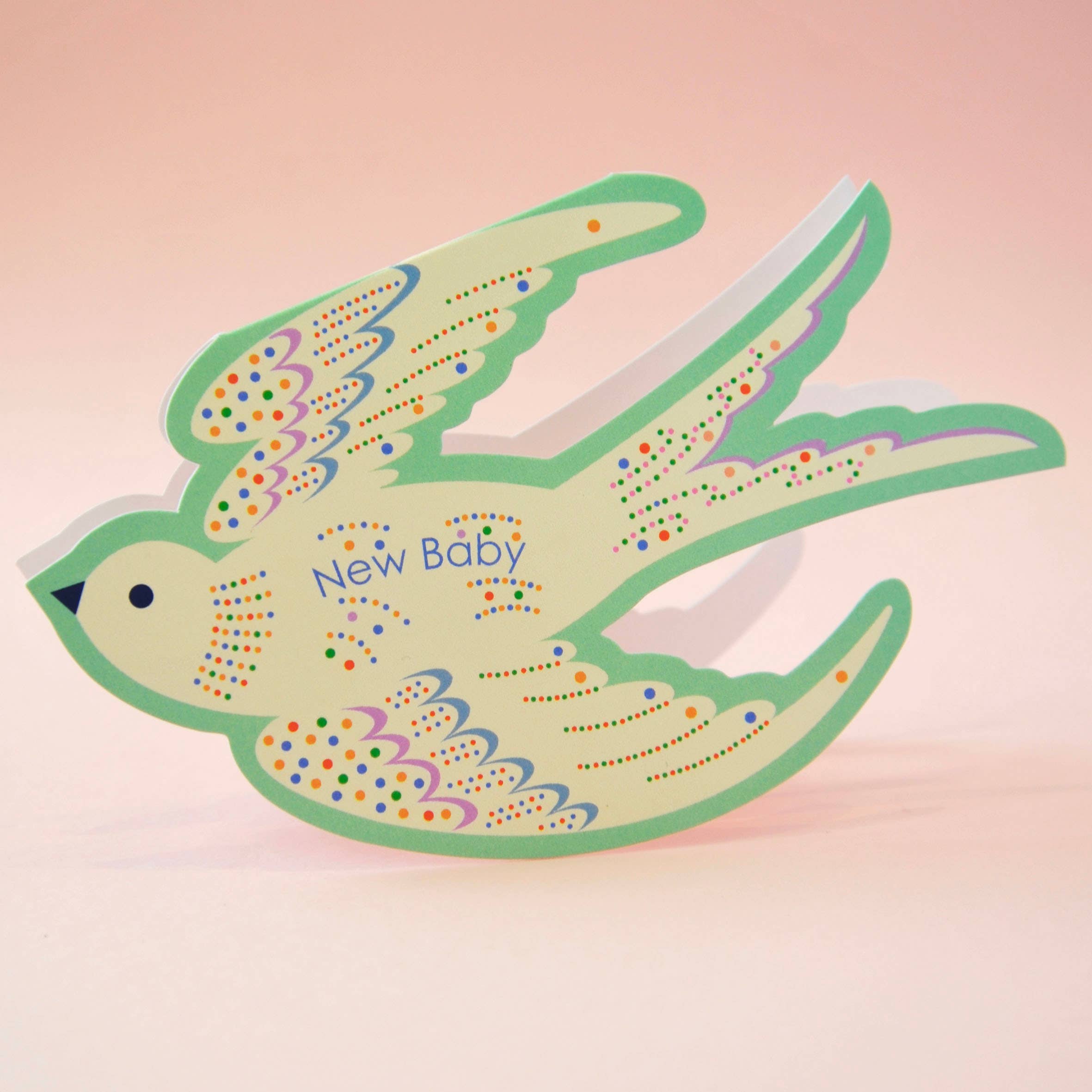 Whimsical Rocking Bird New Baby - Die Cut Card