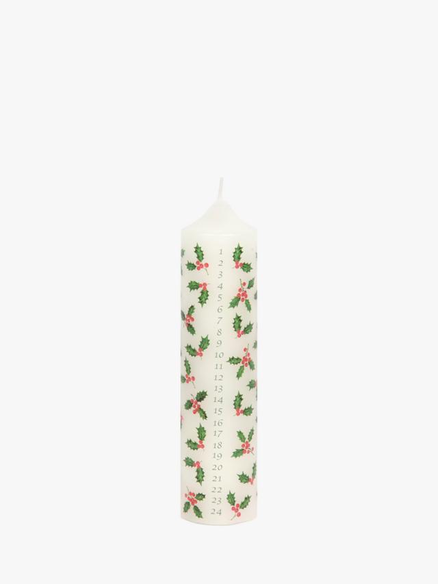 Holly Christmas Pillar Advent Candle