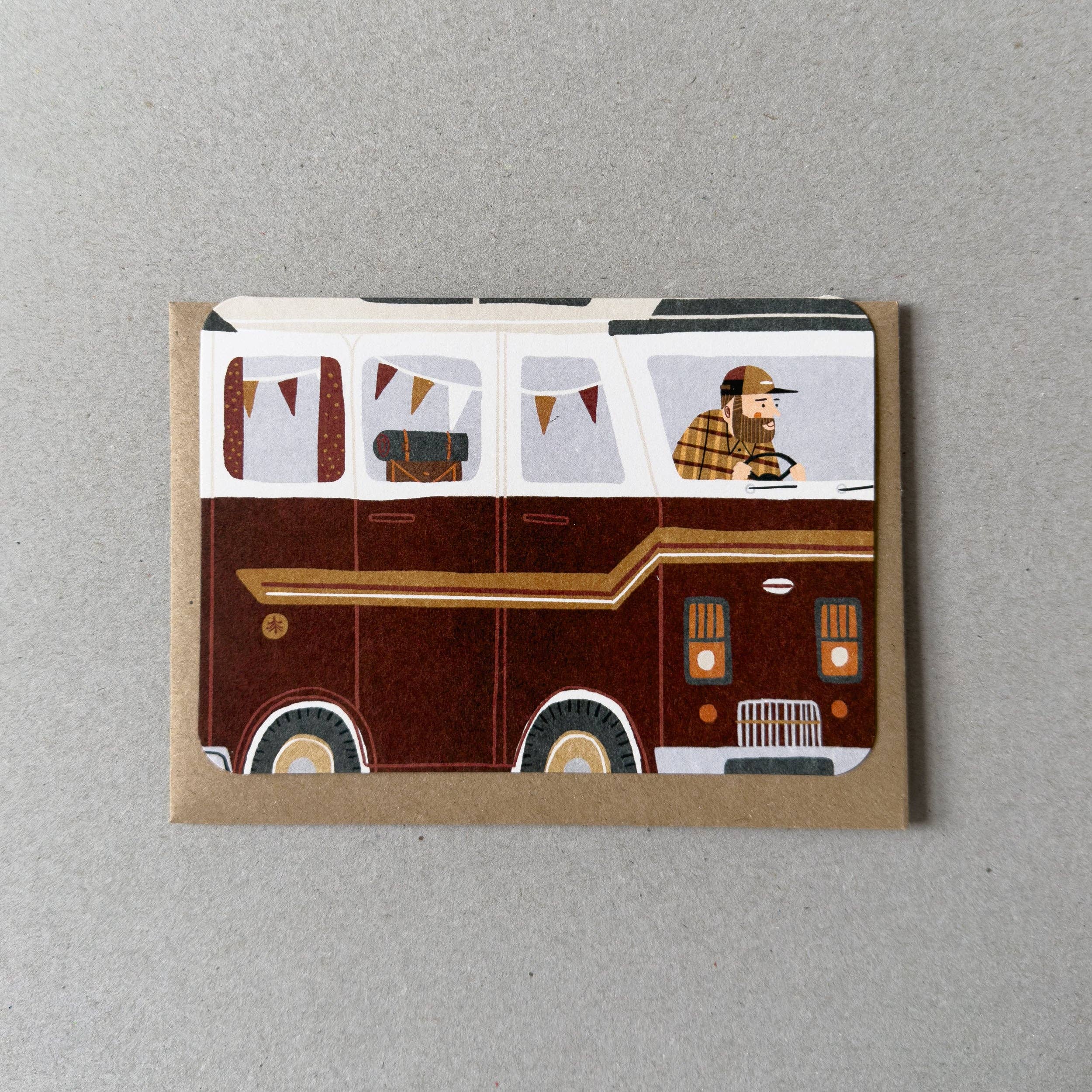 Campervan No.2 Greetings Card (Red)