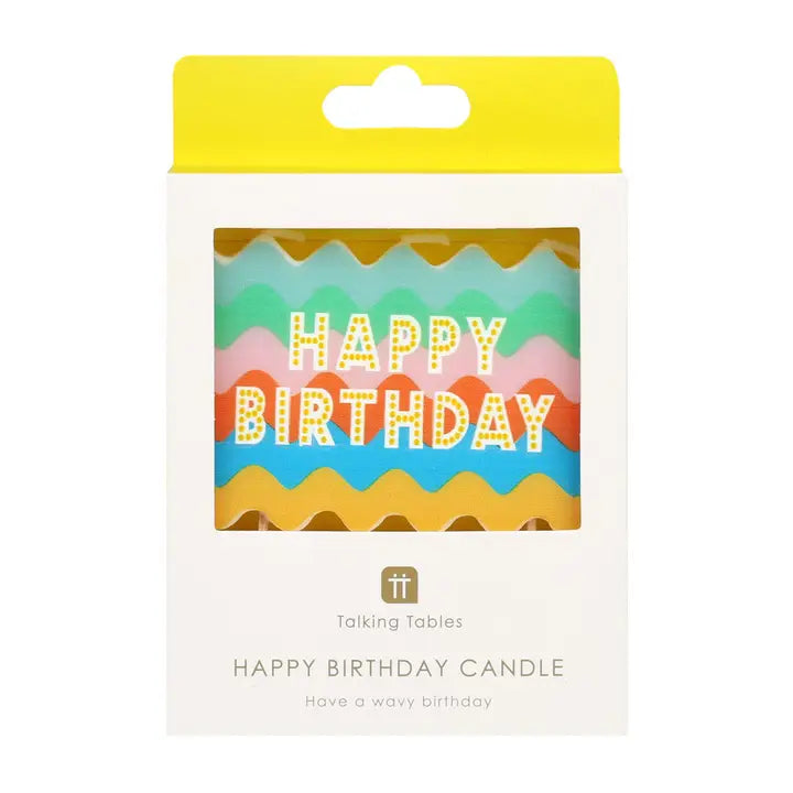 Colourful Wavy Block Birthday Candle