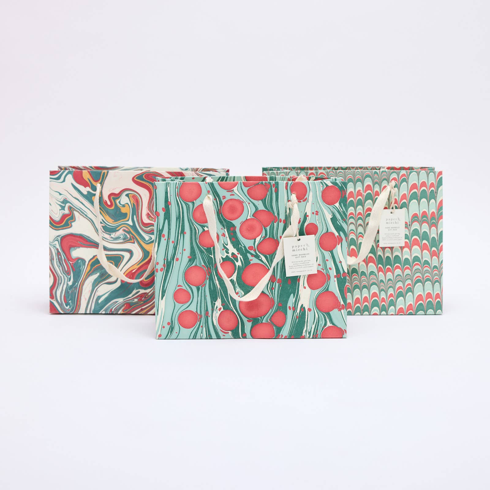 Hand Marbled Gift Bags (Medium) - Christmas Splendour