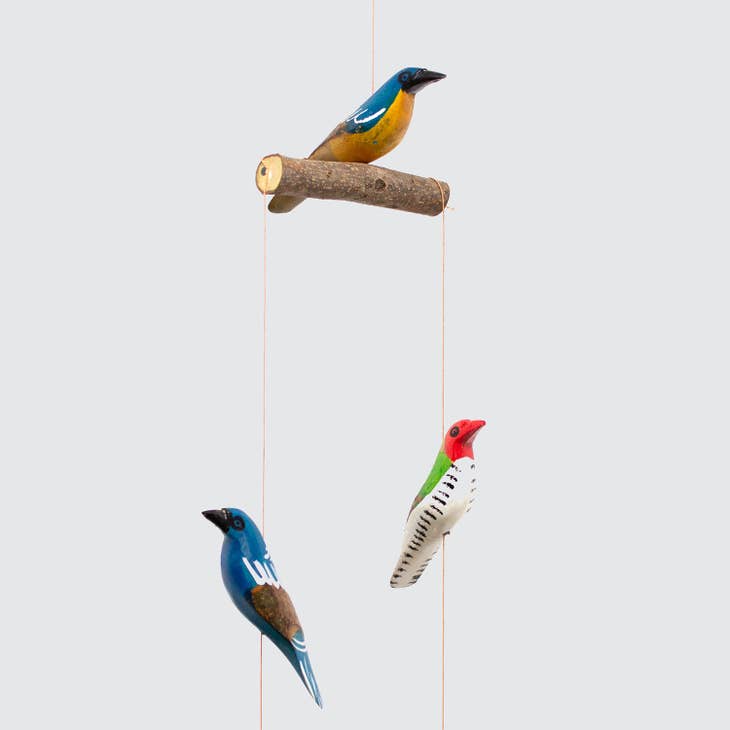 Hand Painted Wooden Bird Mobile