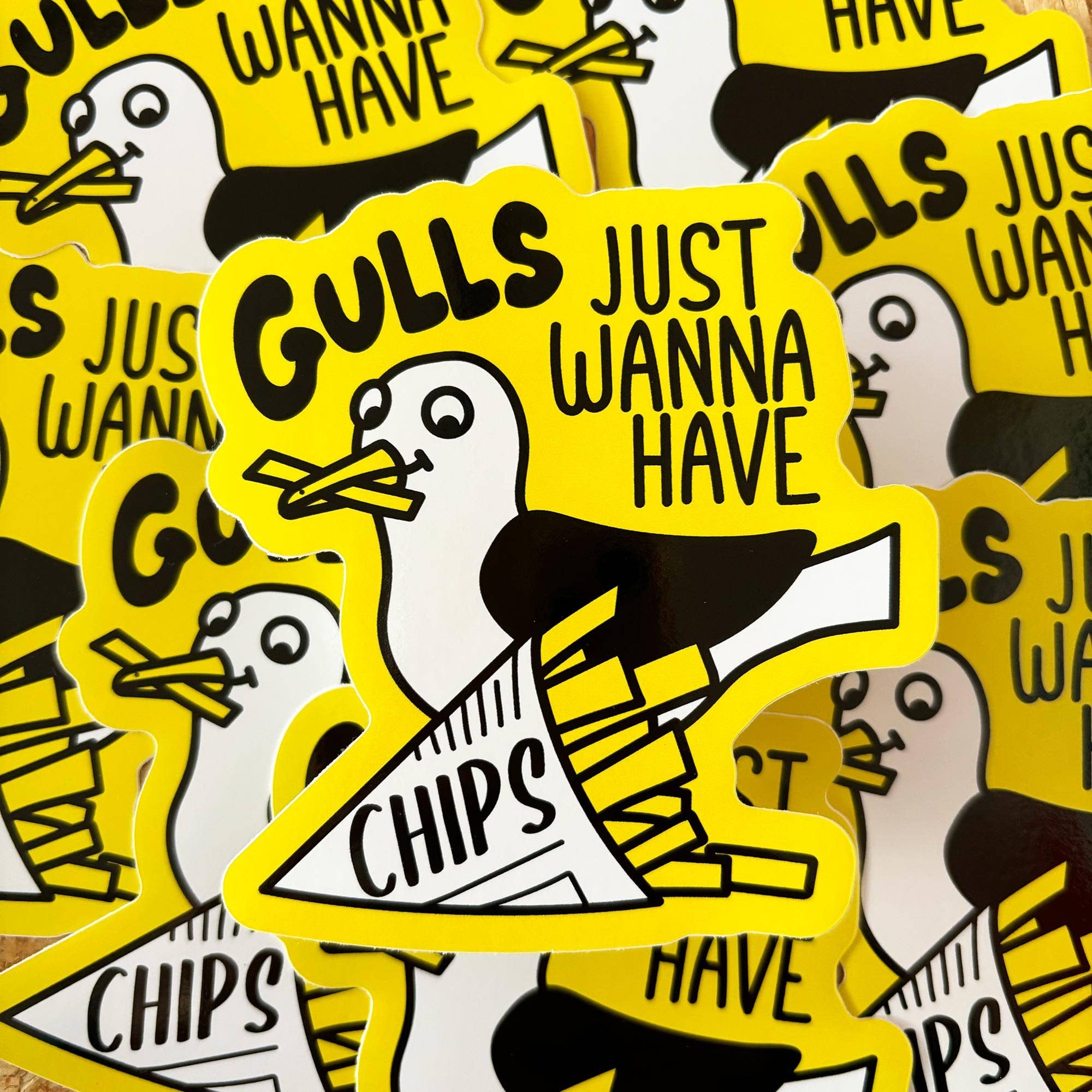 Gulls Just Wanna Have Chips Vinyl Sticker