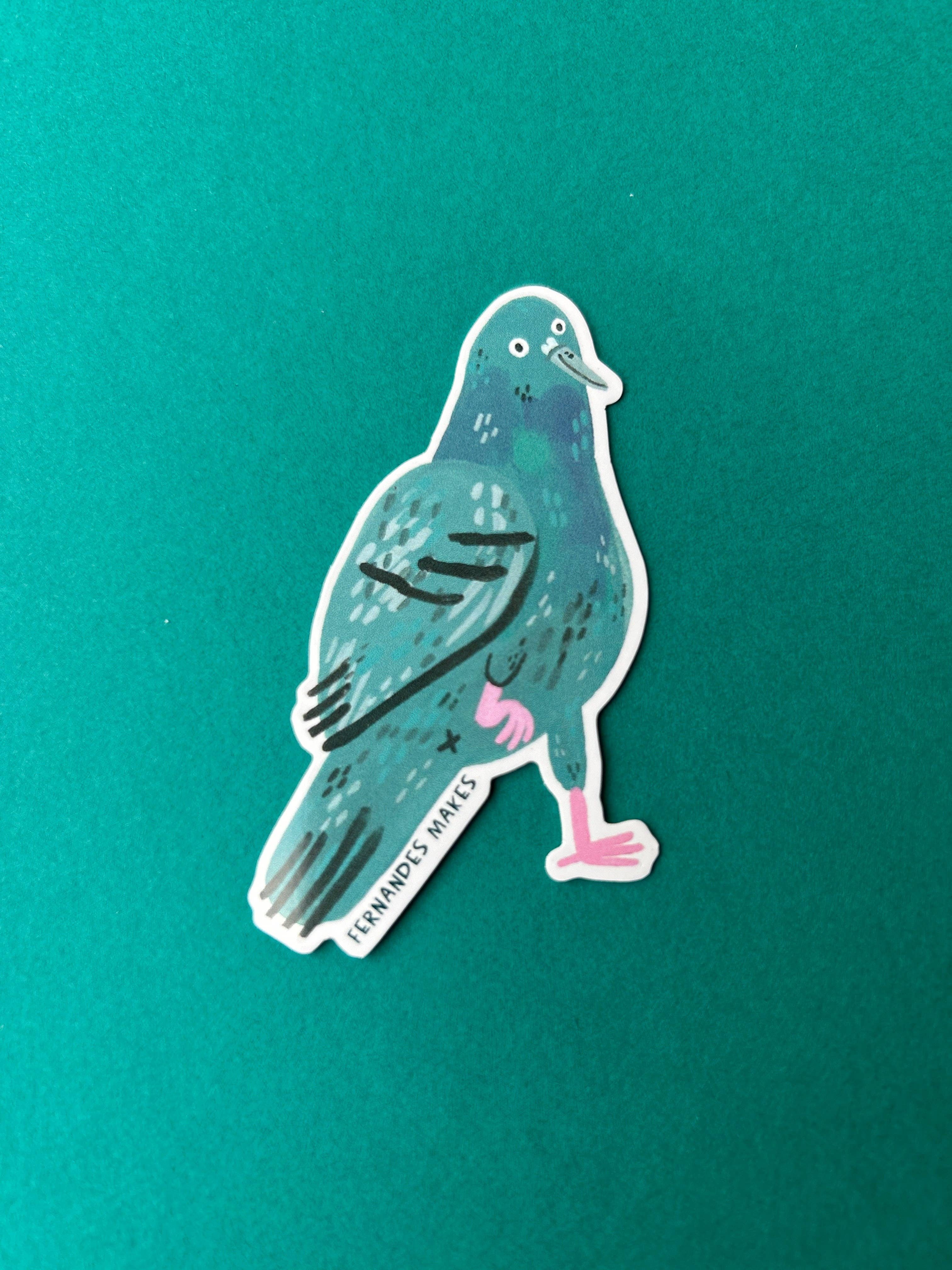 Glitter Tobias Pigeon Vinyl Sticker