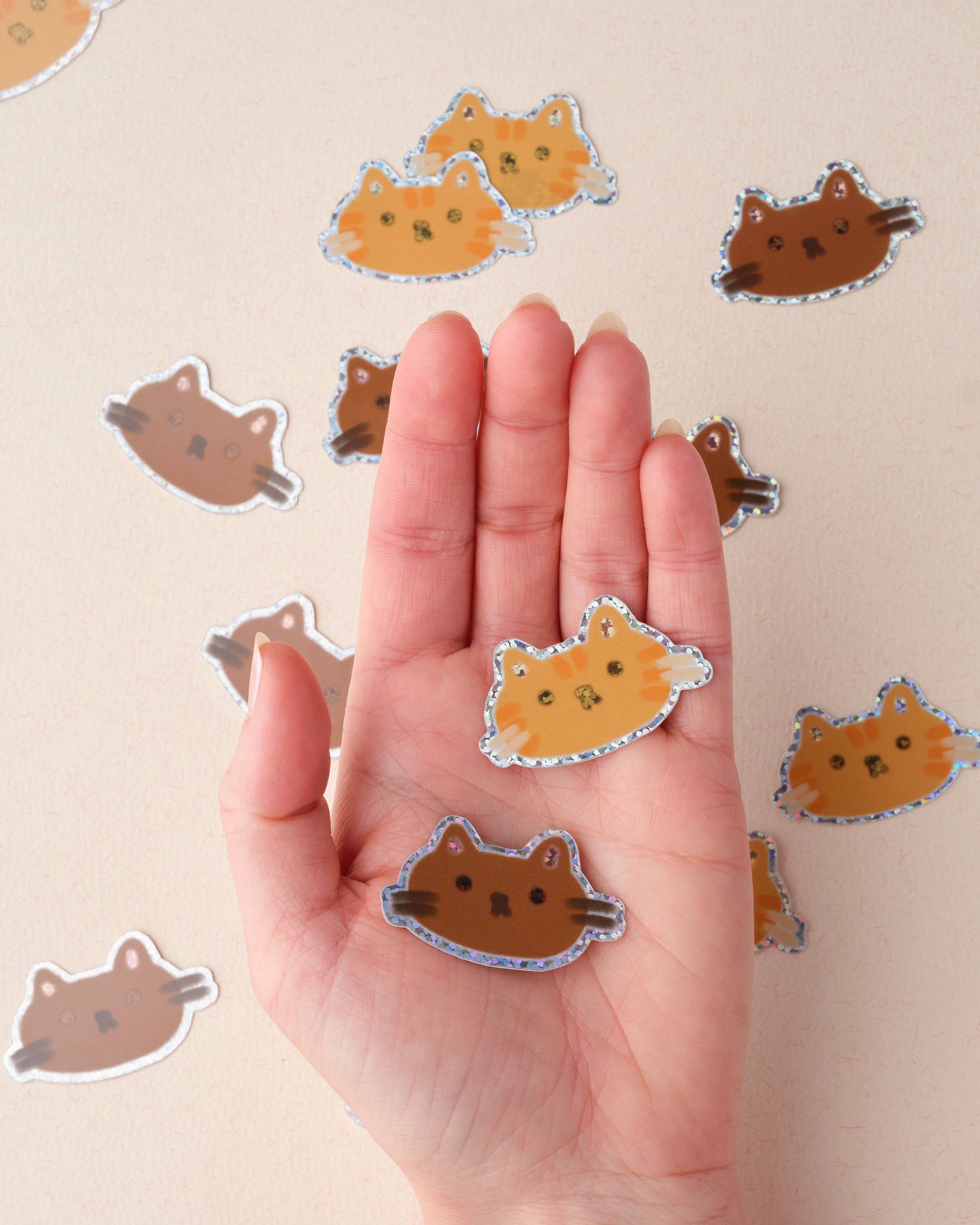 Ginger Cat Holographic Sticker: With Backing Card