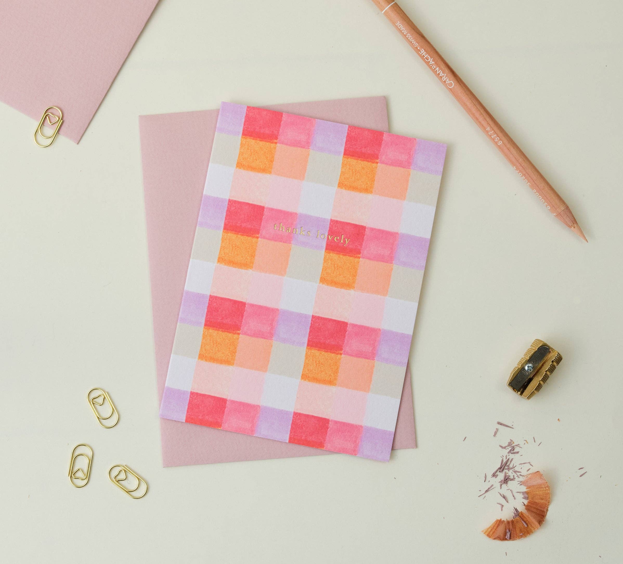 Thanks Lovely Gingham Greetings Card