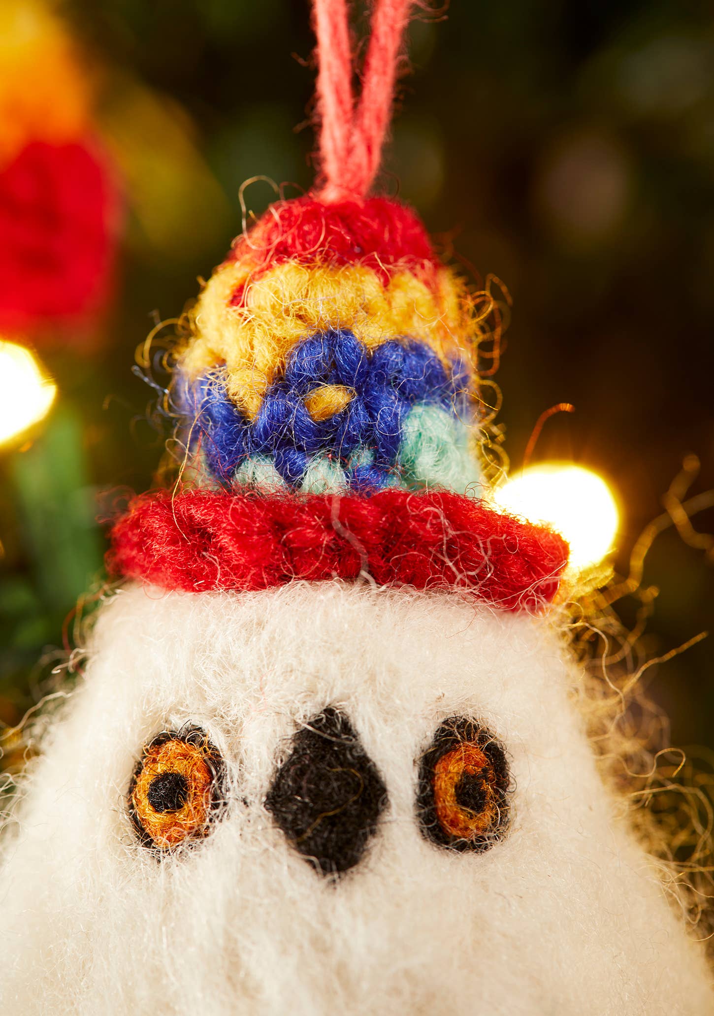 Felt Owl In Rainbow Knitted Wool Hat