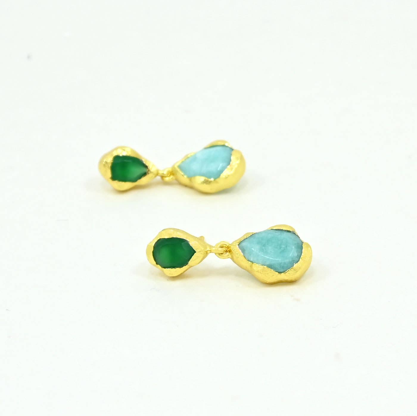 Aveline Stud Earrings - Amazonite & Green Onyx