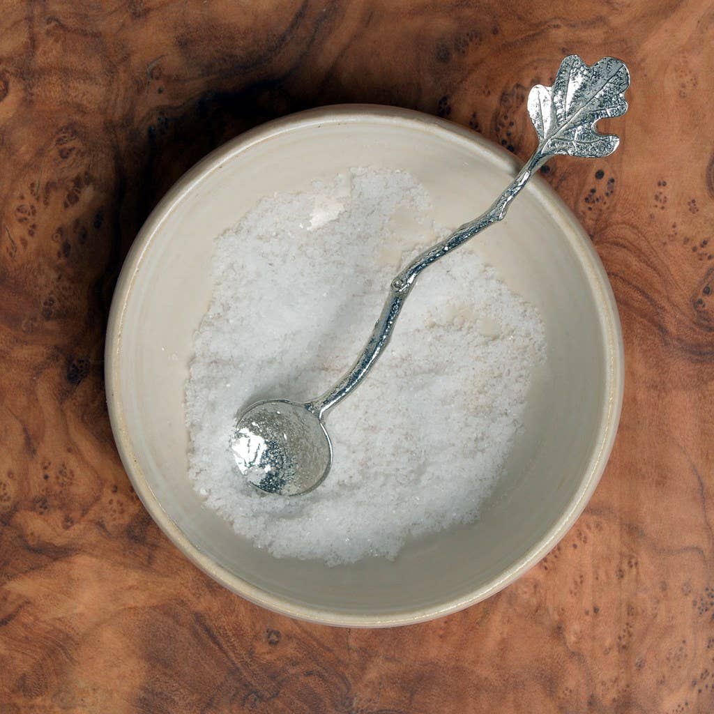 Oak Leaf Tiny Salt & Spice Pewter Spoon