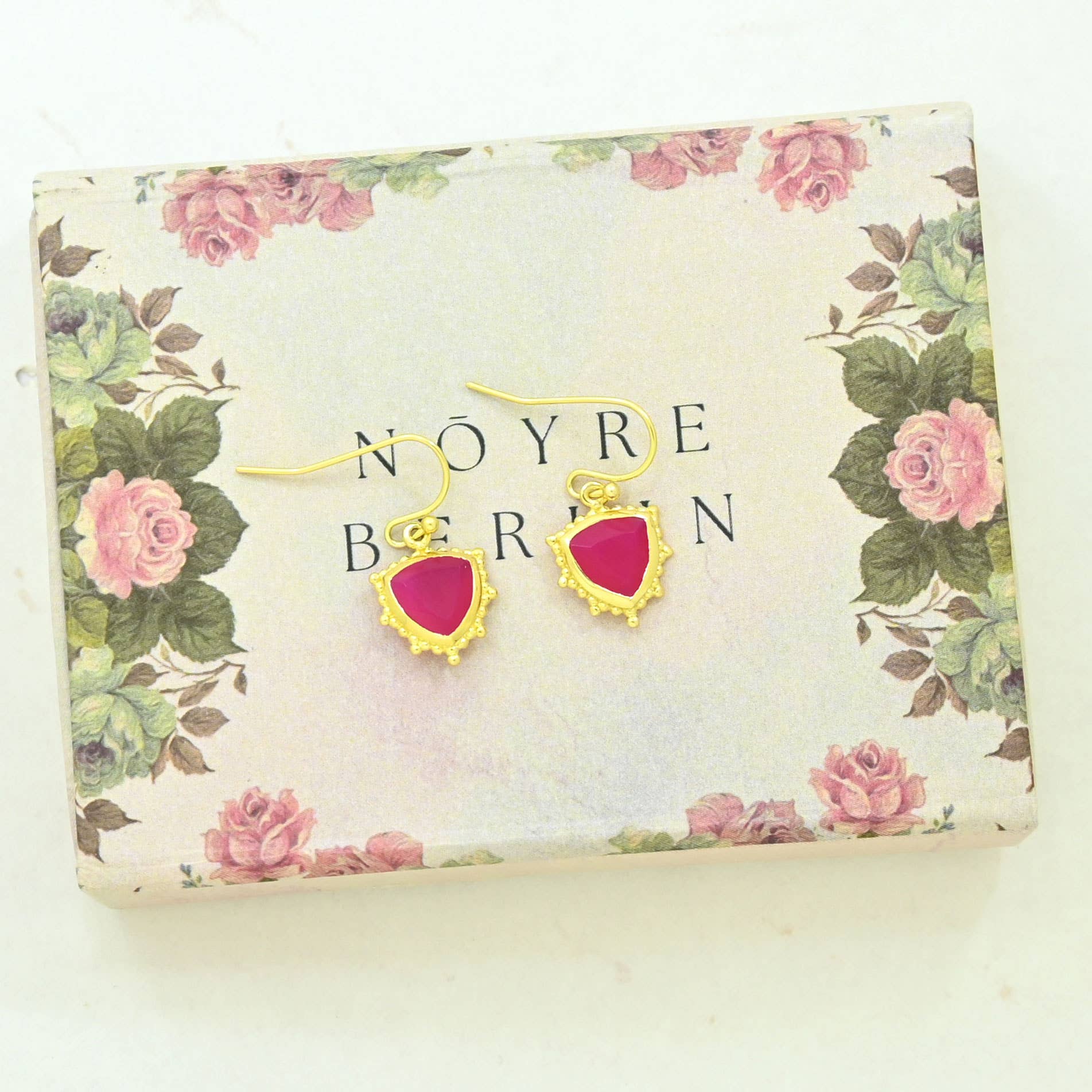 Eliana Earring Gold Plated - Pink Fuchsia Onyx
