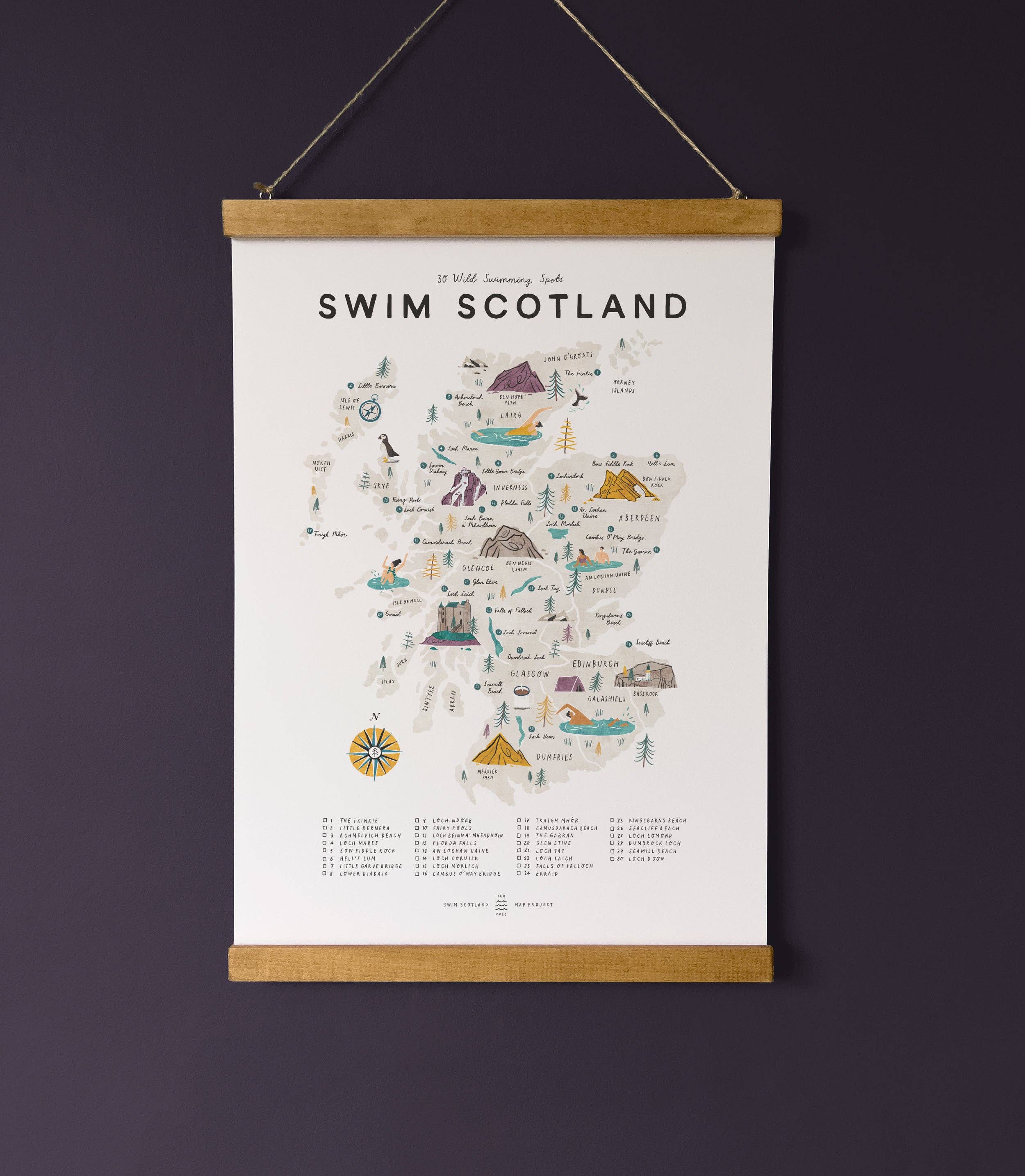 Swim Scotland A3 Map Checklist
