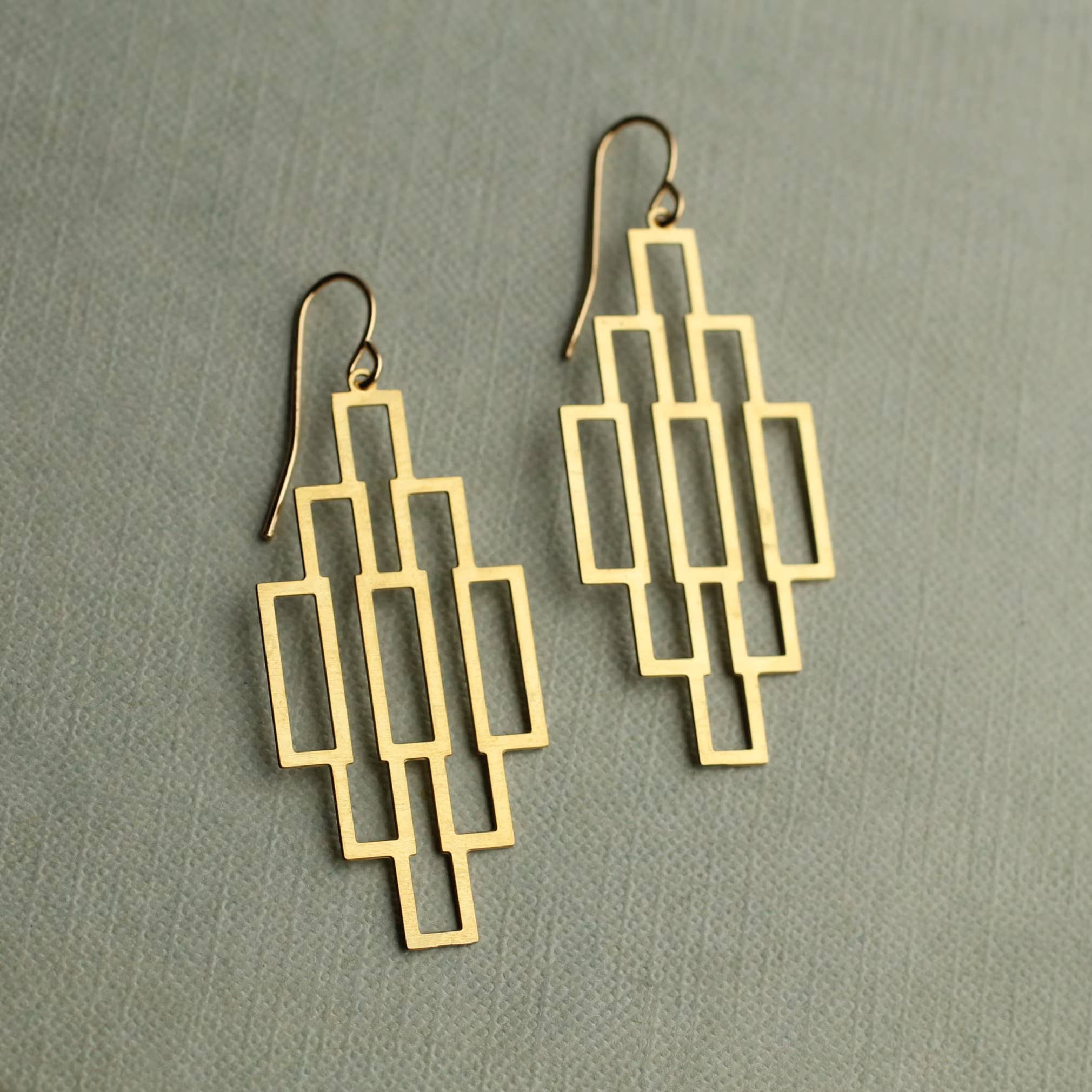 Gold Art Deco Ladder Earrings