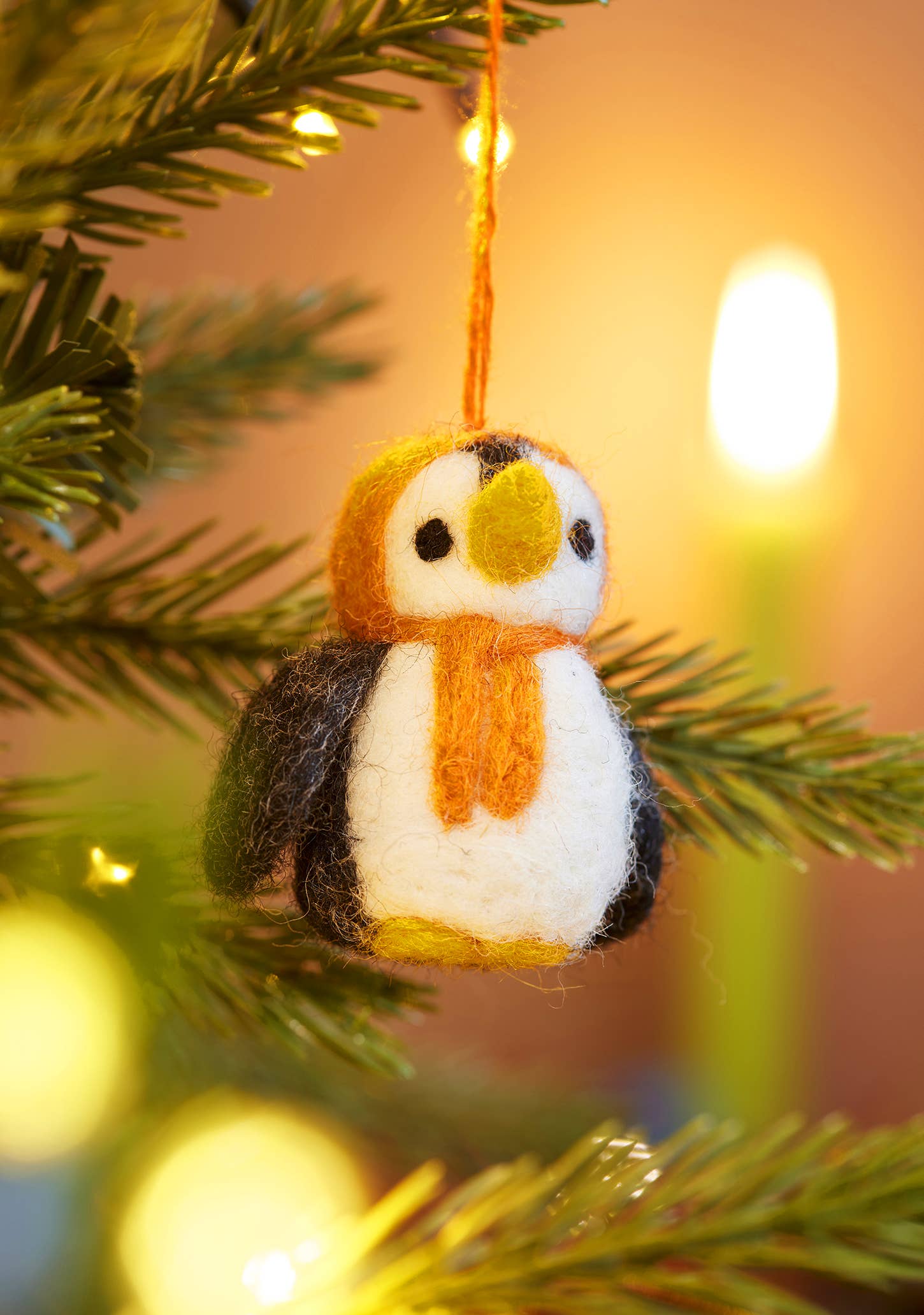 Set Of 5 Hanging Felt Penguin Decorations