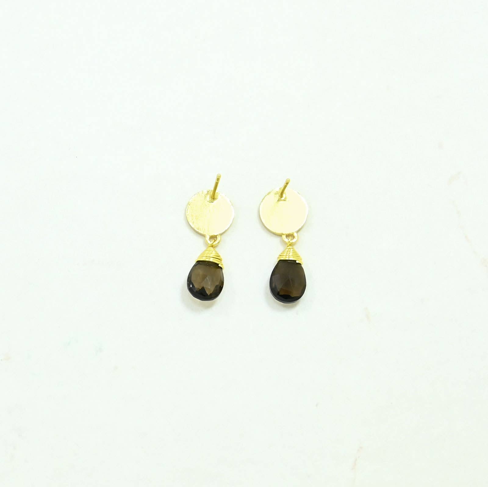 Abigail Earring Gold Plated - Smoky Quartz