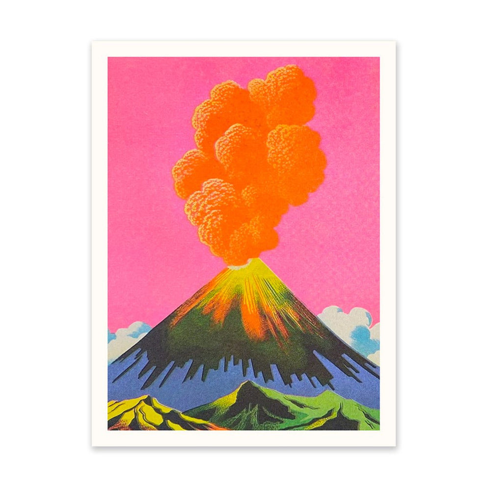 Neon Volcanoes 3 Risograph Art Print