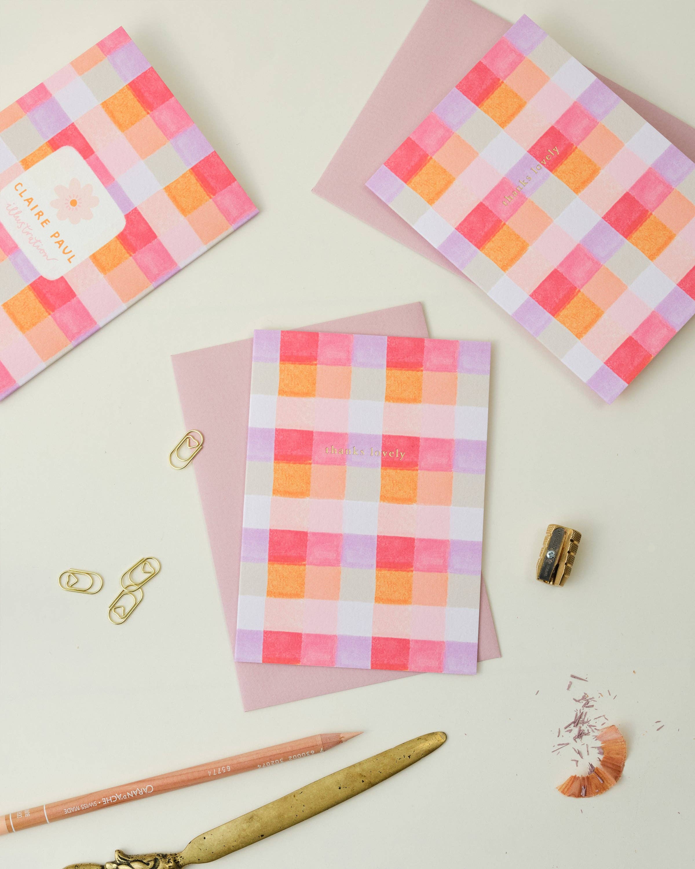 Thanks Lovely Gingham Greetings Card