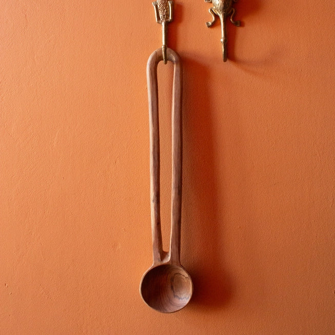 Long Contemporary Olive Wood Spoon