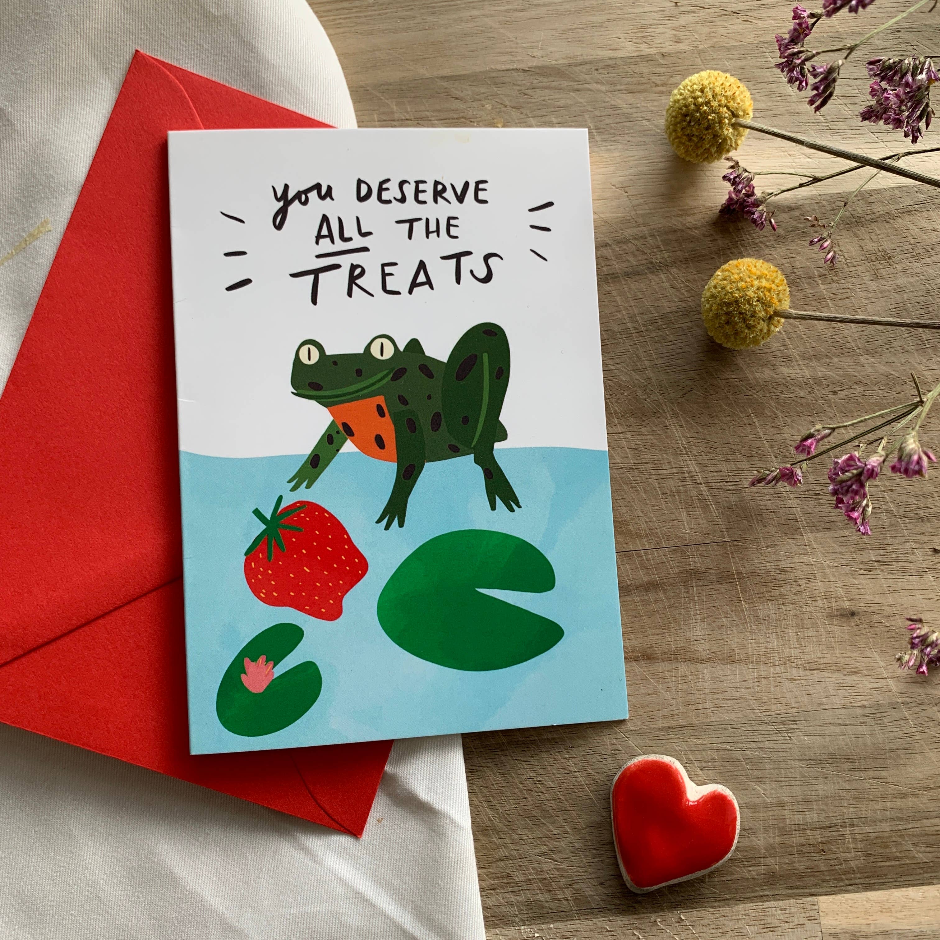 You Deserve All The Treats! - Happy Frog A6 Greeting Card