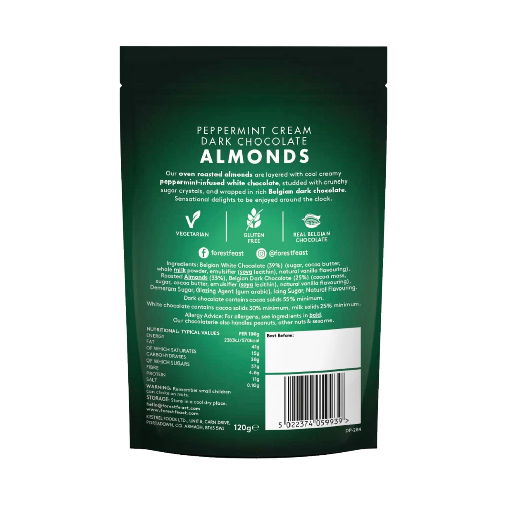Dark Chocolate Peppermint Cream Almonds