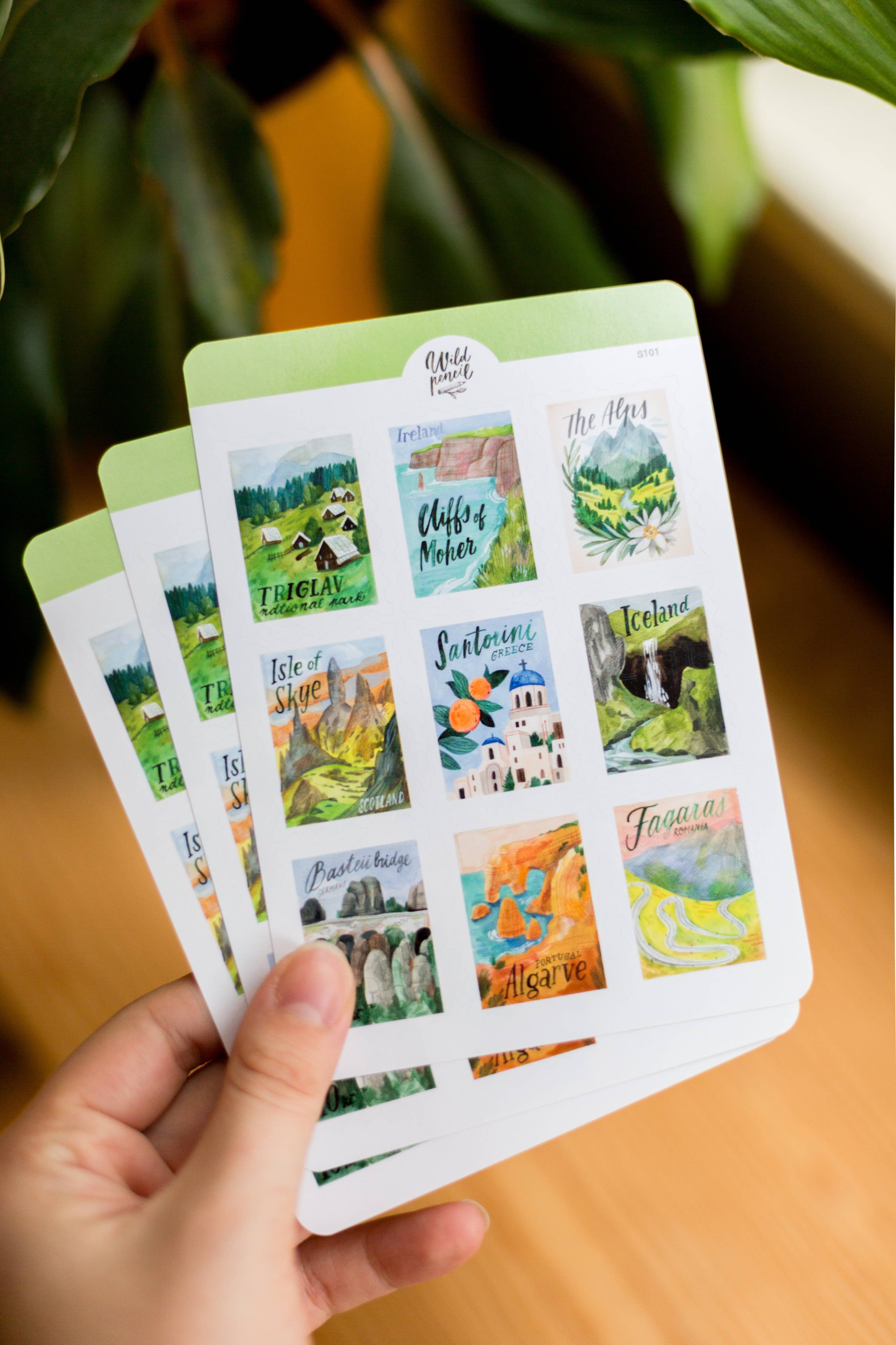 Travel Stamps Sticker Sheet
