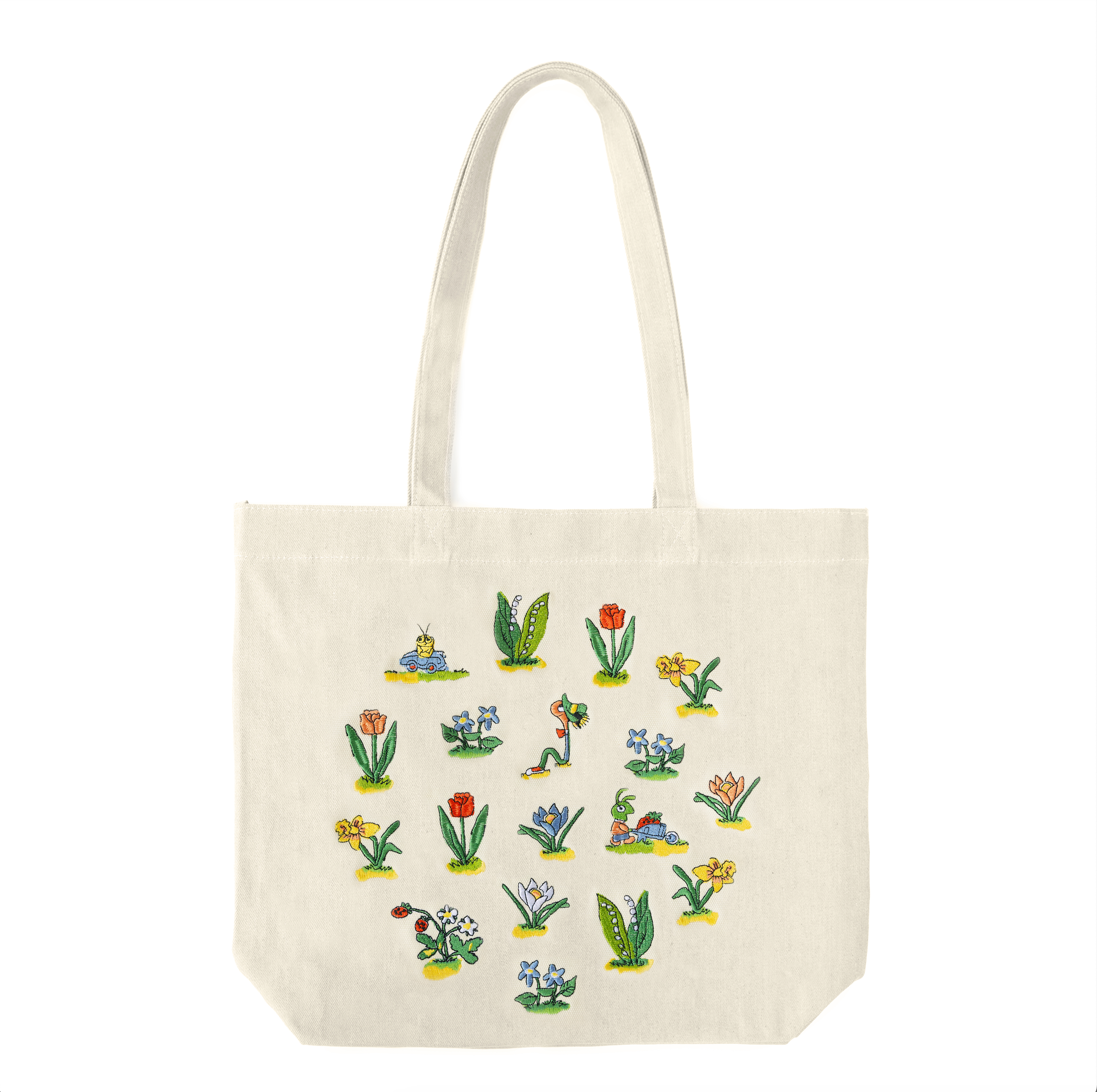 Richard Scarry Lowly Worm Floral Embroidered Tote