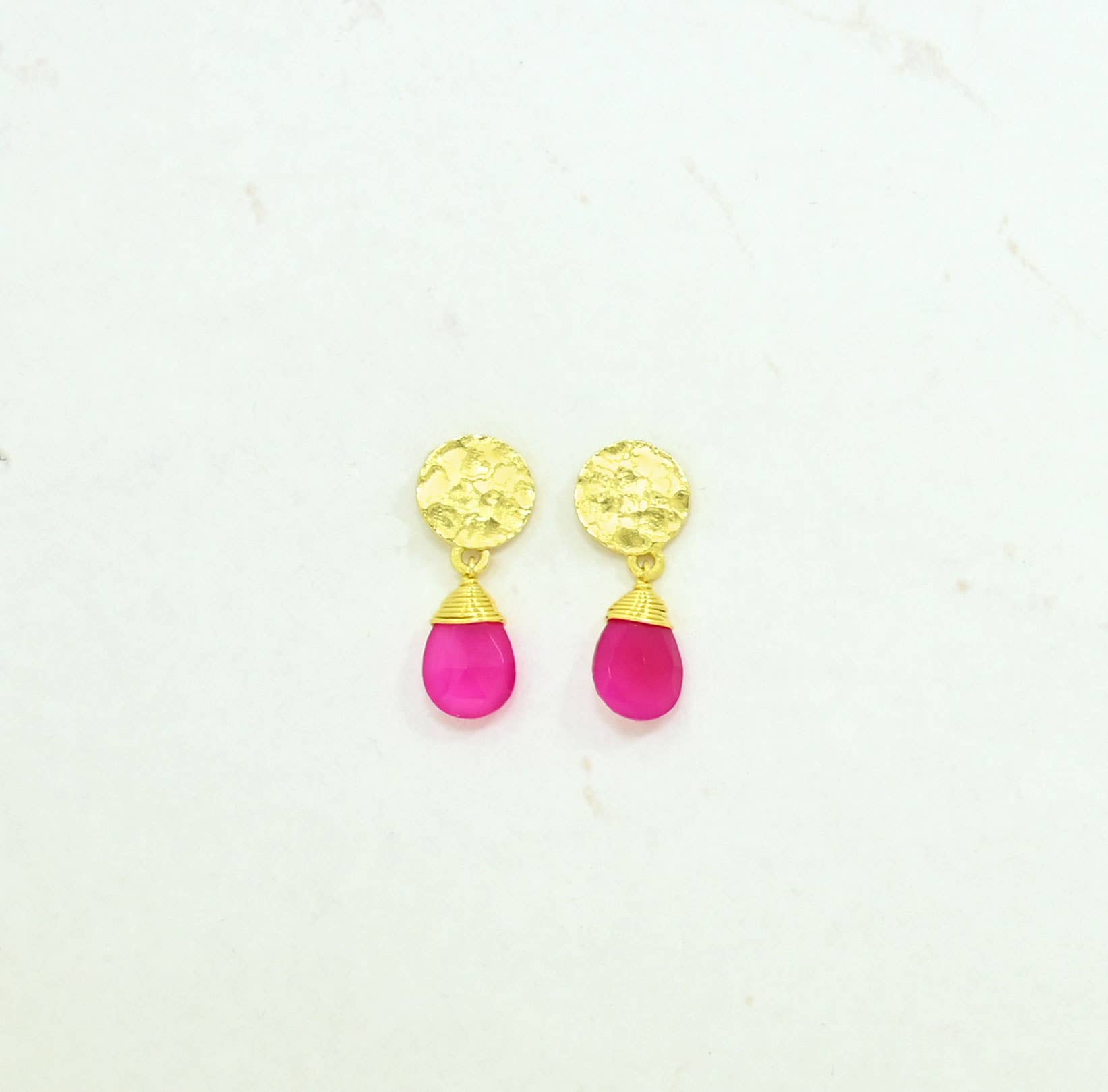 Abigail Earring Gold Plated - Pink Fuchsia Onyx
