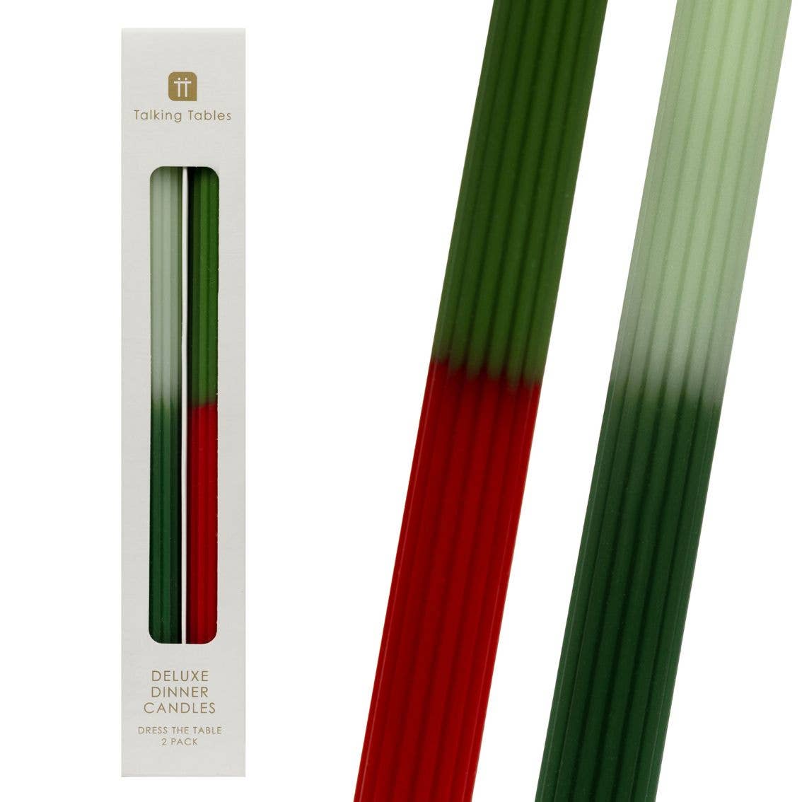 2 Pack Of 2 Tone Red & Green Dinner Candles