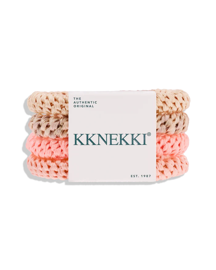 Set Of 4 Coral Mix Kknekki Hair Ties