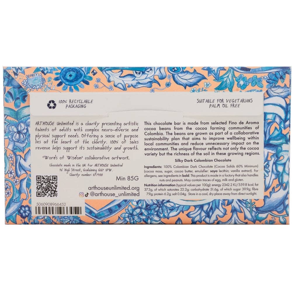 Words Of Wisdom Silky Dark Colombian Chocolate Bar