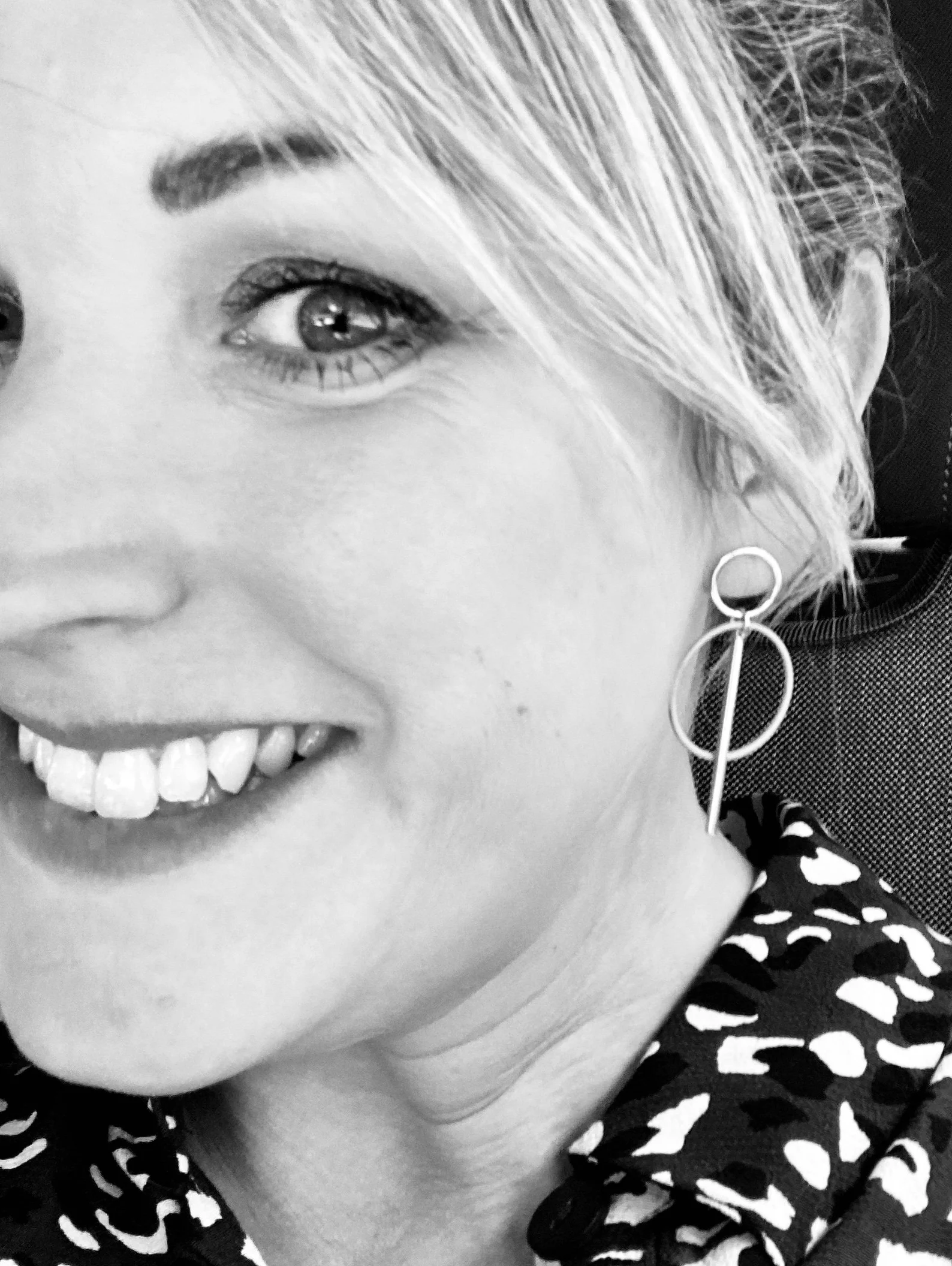 Circle Geometric Drop Earrings - Coral Red