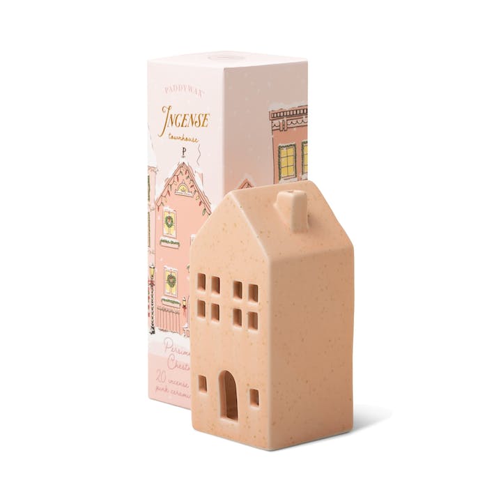 Pink Townhouse Ceramic Village Incense Holder