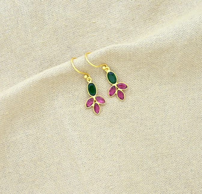 Avra Drop Earrings With Pink & Green Tourmaline