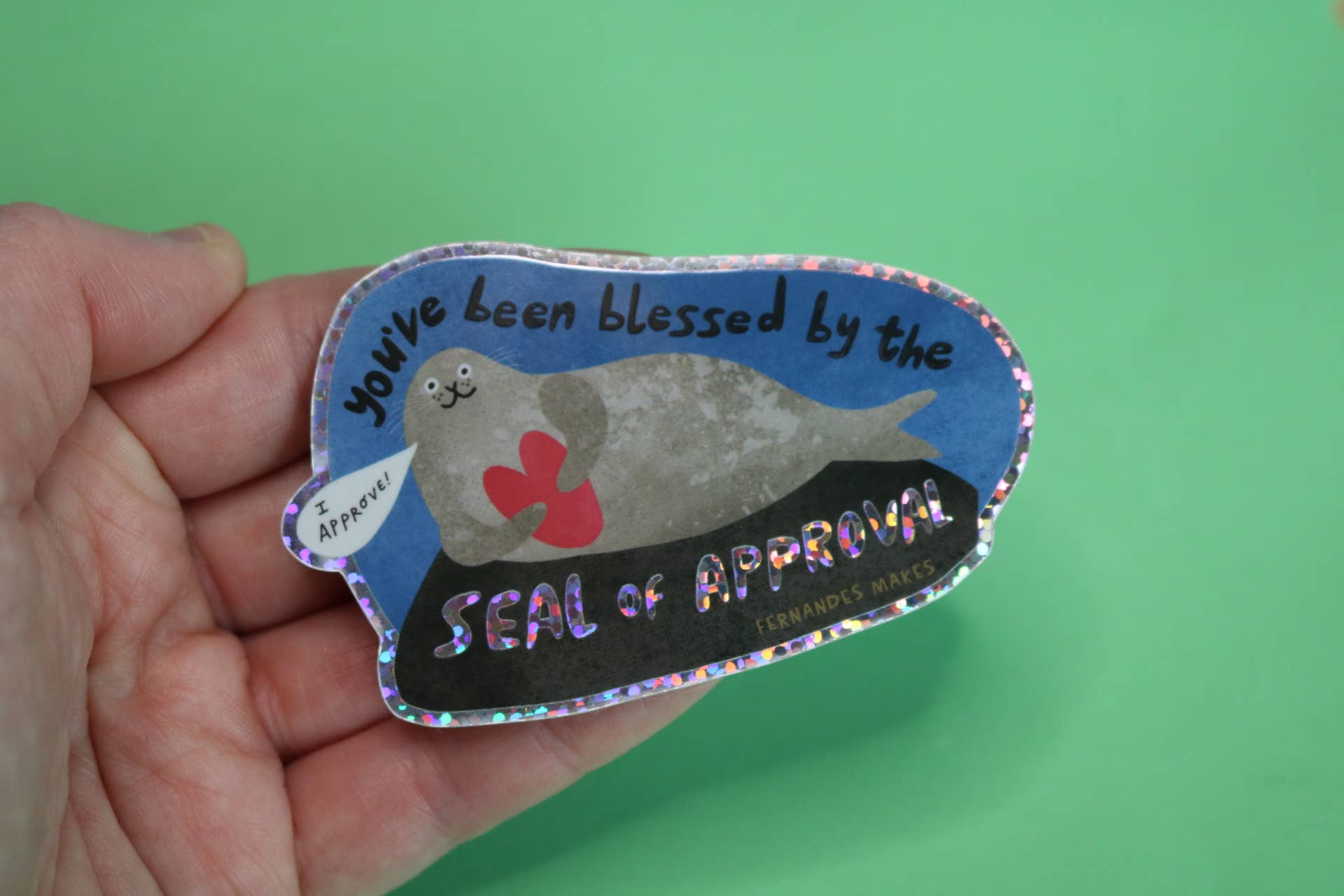 Seal Of Approval Glossy Glitter Vinyl Sticker
