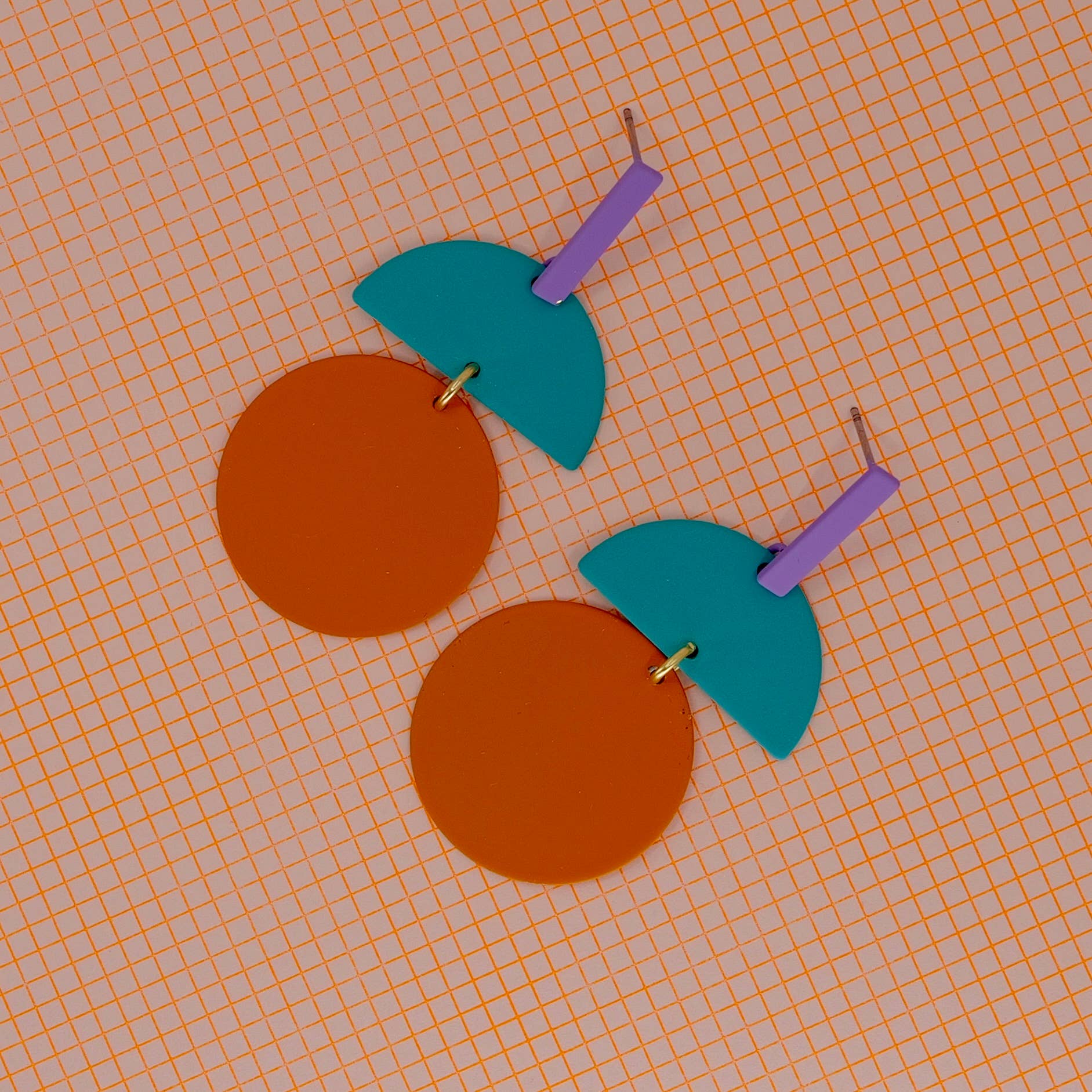 Turquoise and Lilac Geometric Studs