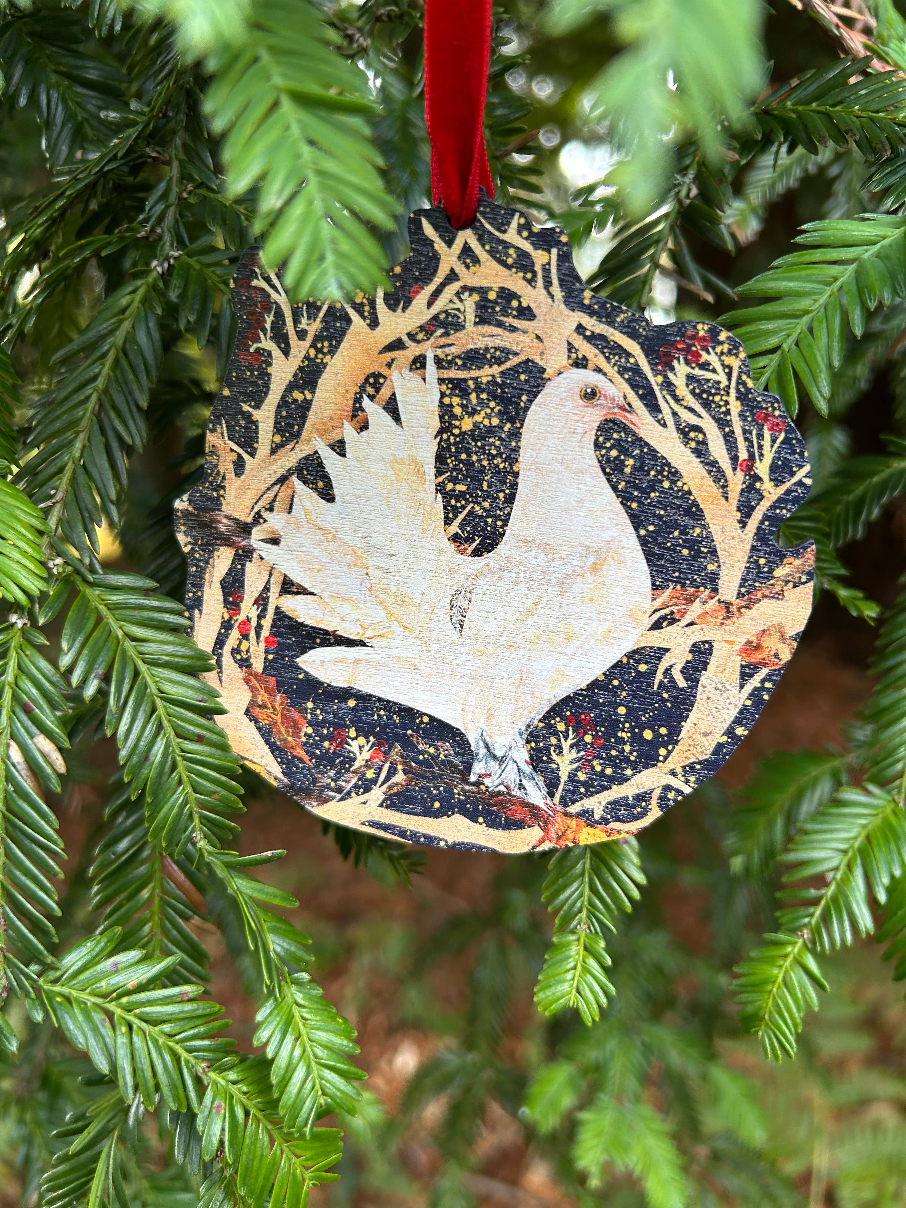 Festive Dove Birch Plywood Decoration  
