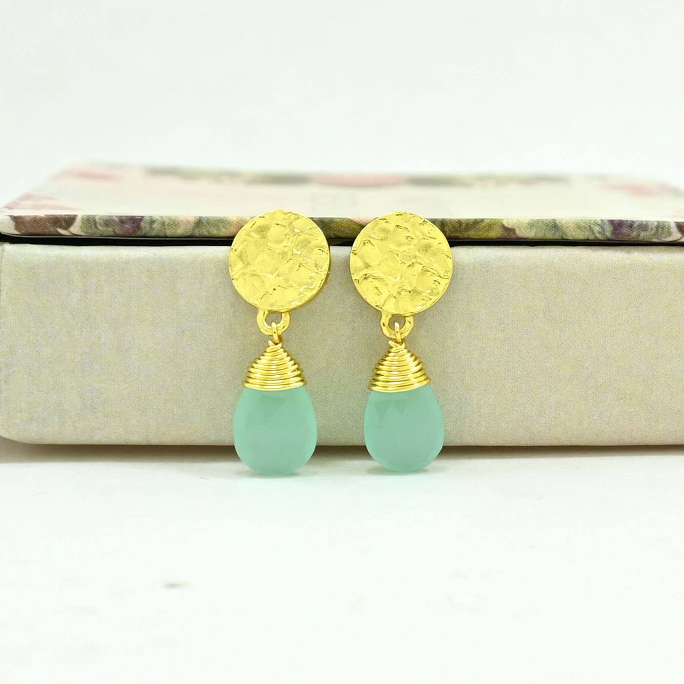 Abigail Earring Gold Plated - Aqua Chalcedony