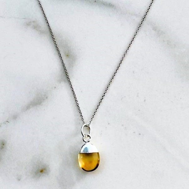 Smooth Tumbled Citrine Pendant Necklace