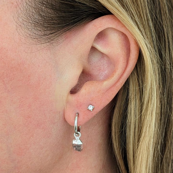 Rough Tumbled Clear Quartz/Herkimer Diamond Earrings