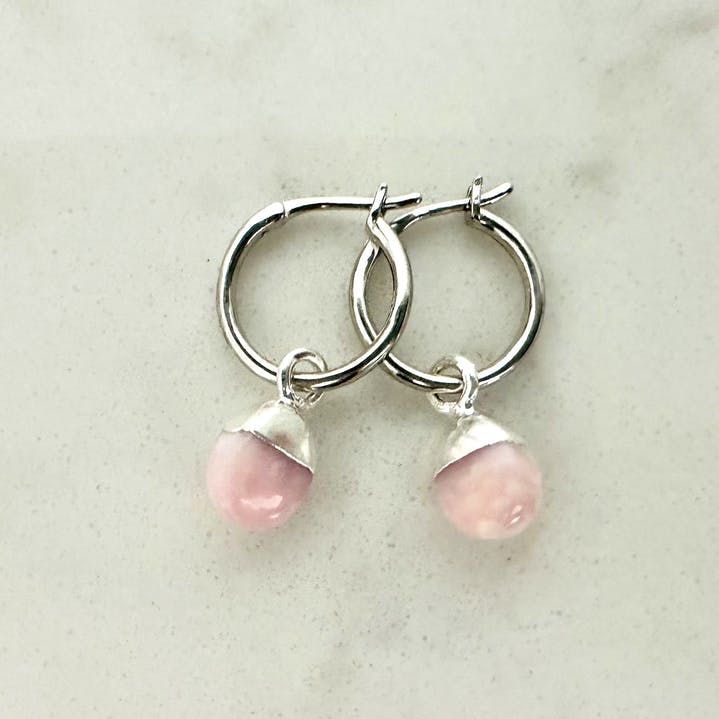 Smooth Tumbled Pink Opal Earrings