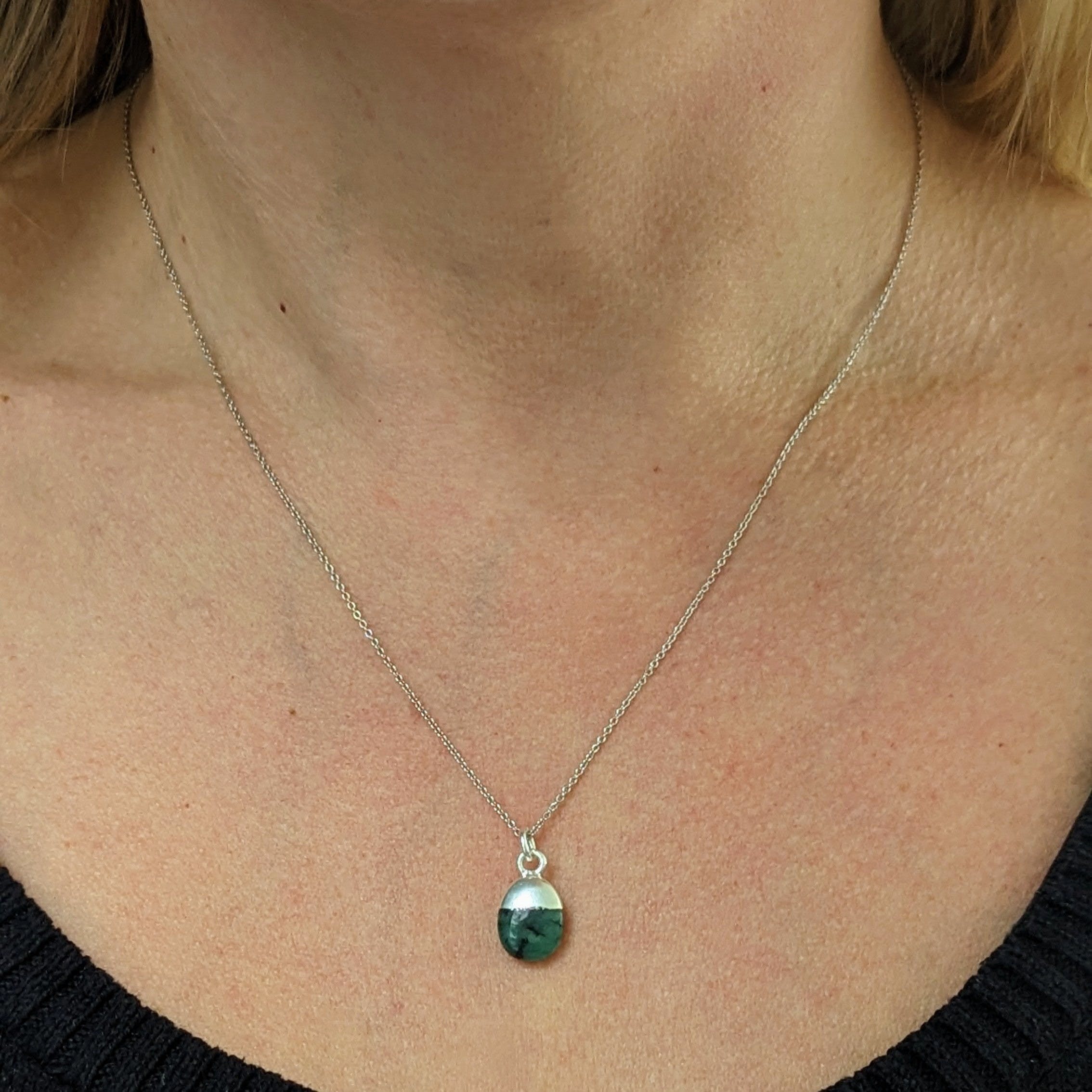 Smooth Tumbled Emerald Pendant Necklace