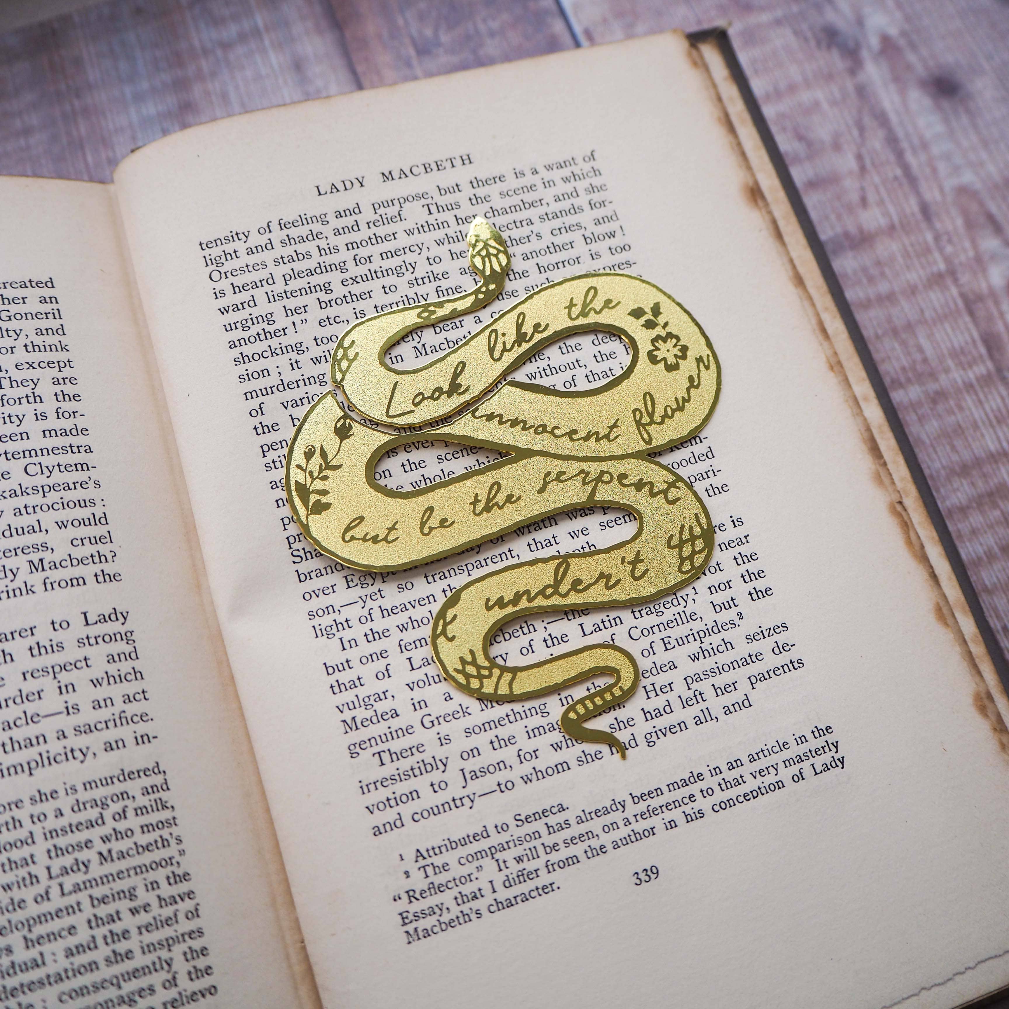 Shakespeare Lady Macbeth Serpent Brass Bookmark