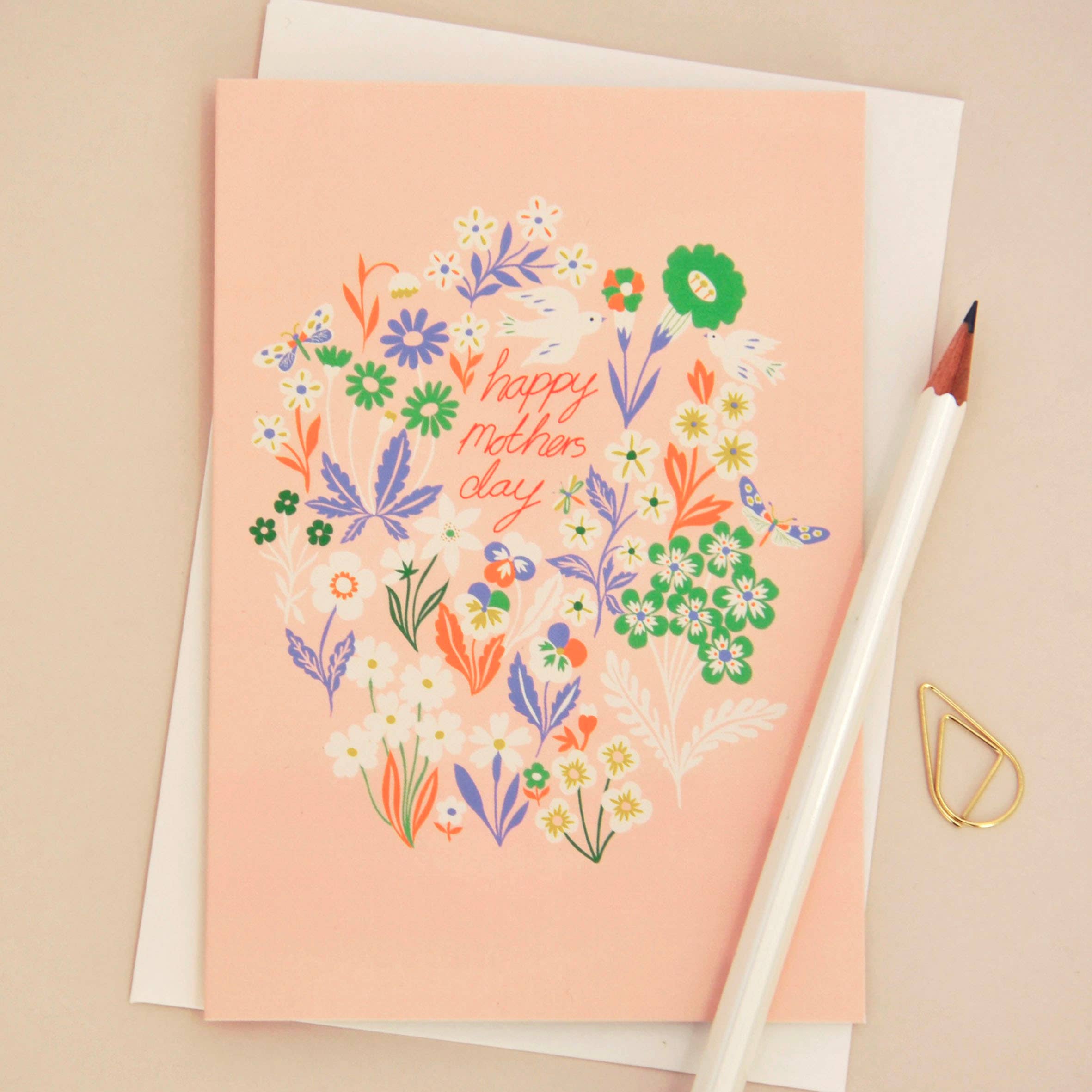 Illustrated Mother’s Day Card in Creamy Pink