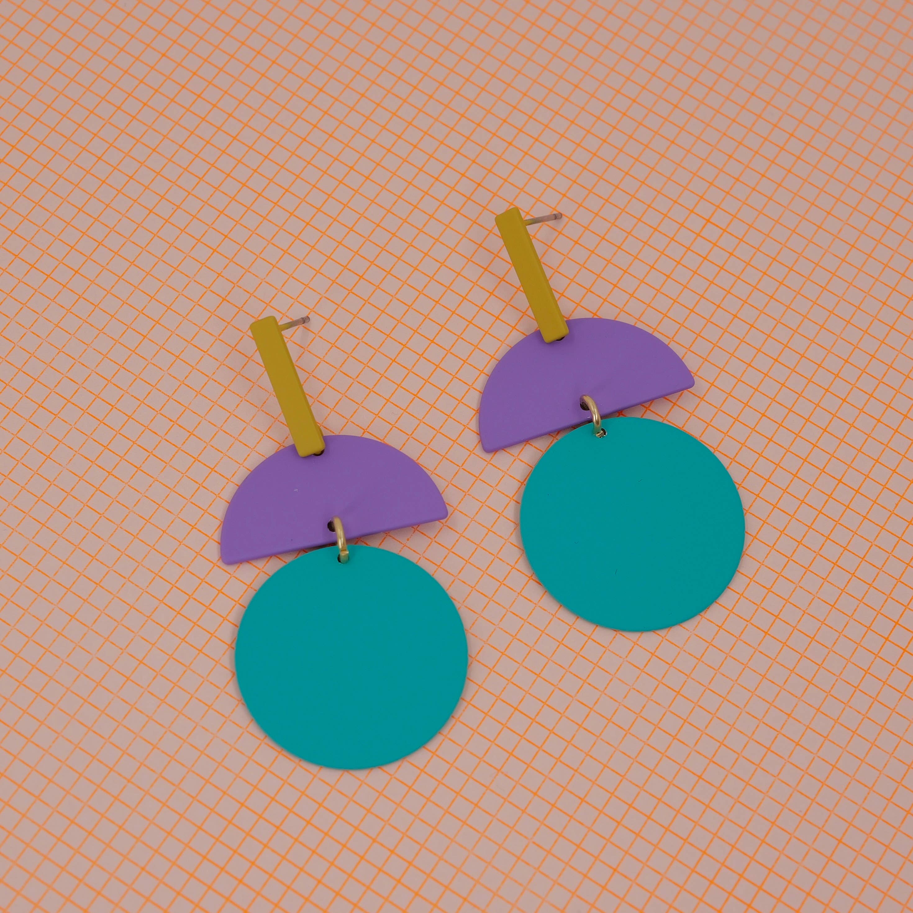 Turquoise, Lilac and Mustard Geometric Studs
