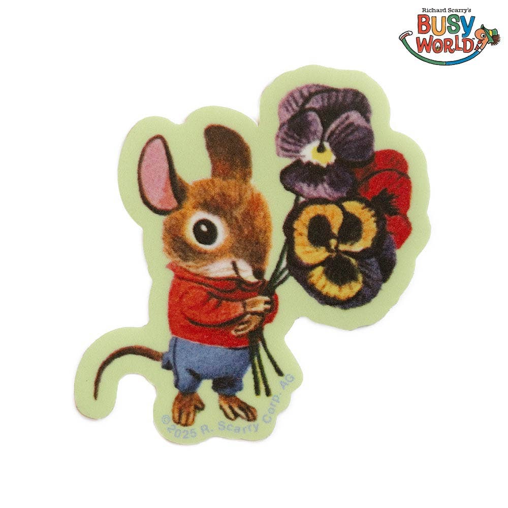 Richard Scarry Mouse Bouquet Sticker
