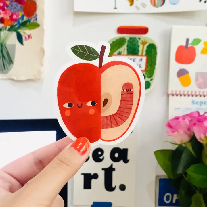 Apple & Worm Sticker